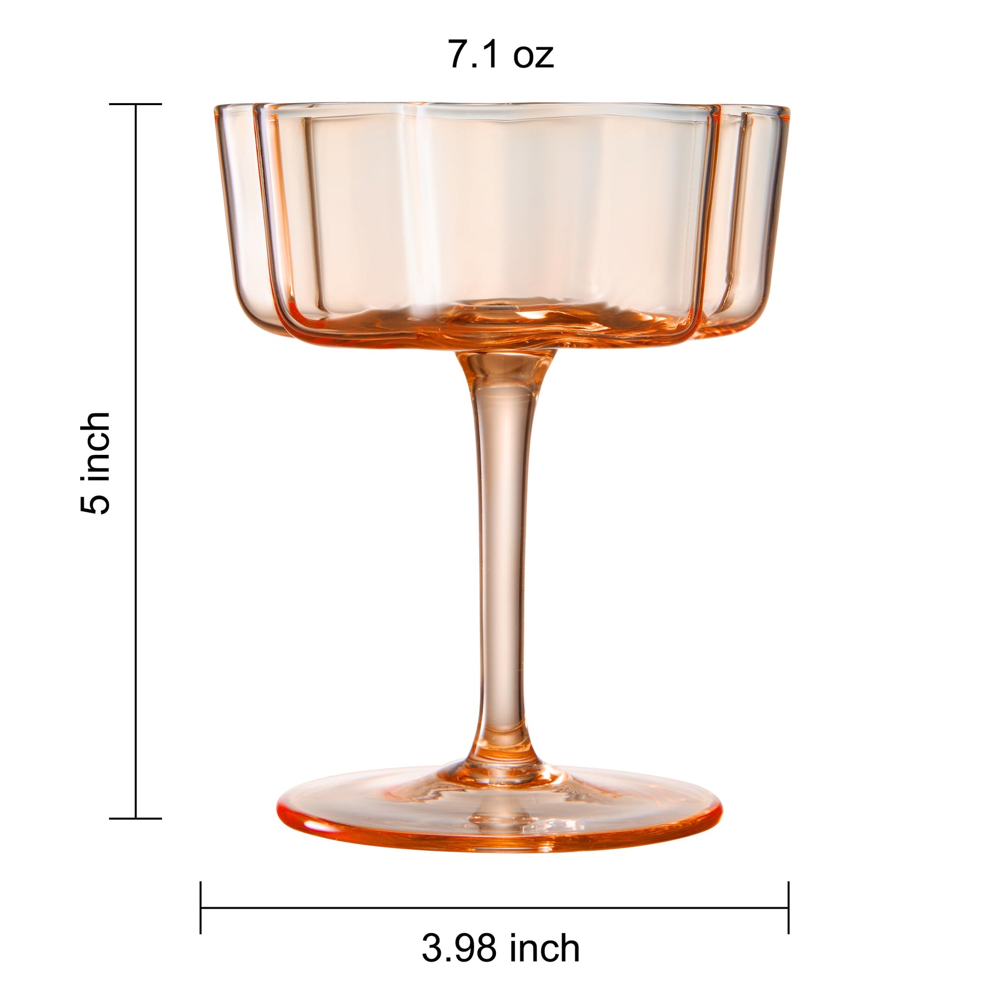 Flower Wave Coupe Cocktail Colored Glasses | Set of 5 | Fall/Holiday Colors - Boske.store