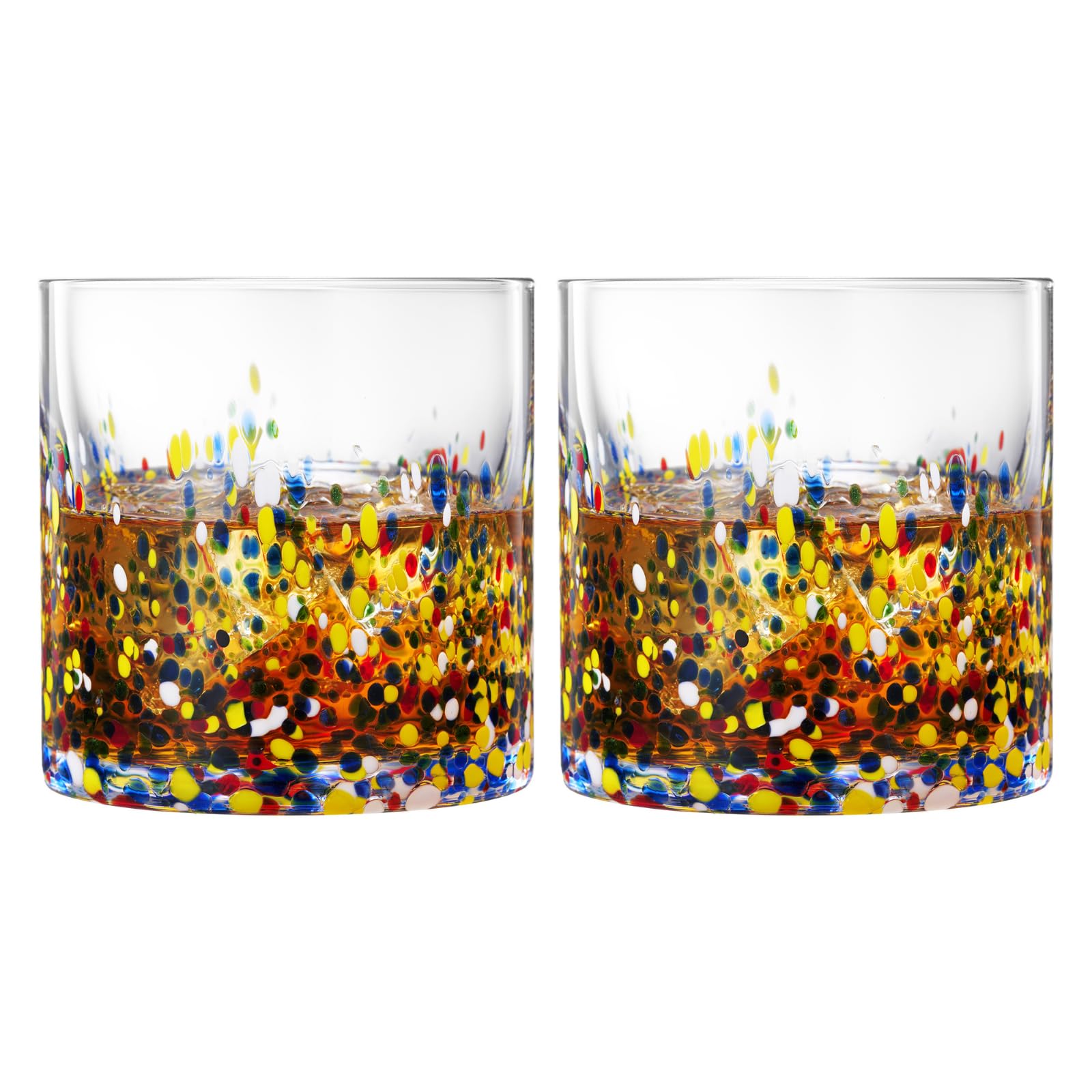 The Wine Savant Mexican Style Glass Hand Blown Colorful Artisan Design Glass Barware DOF Glassware - Confetti Rock - Boske.store