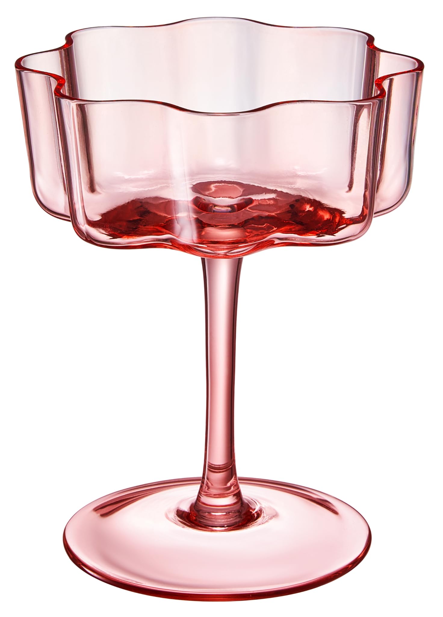 Flower Wave Coupe Cocktail Colored Glasses | Set of 5 | Fall/Holiday Colors - Boske.store