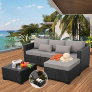 3 Piece Patio Furniture Set Outdoor Sectional With Ottoman And Storage