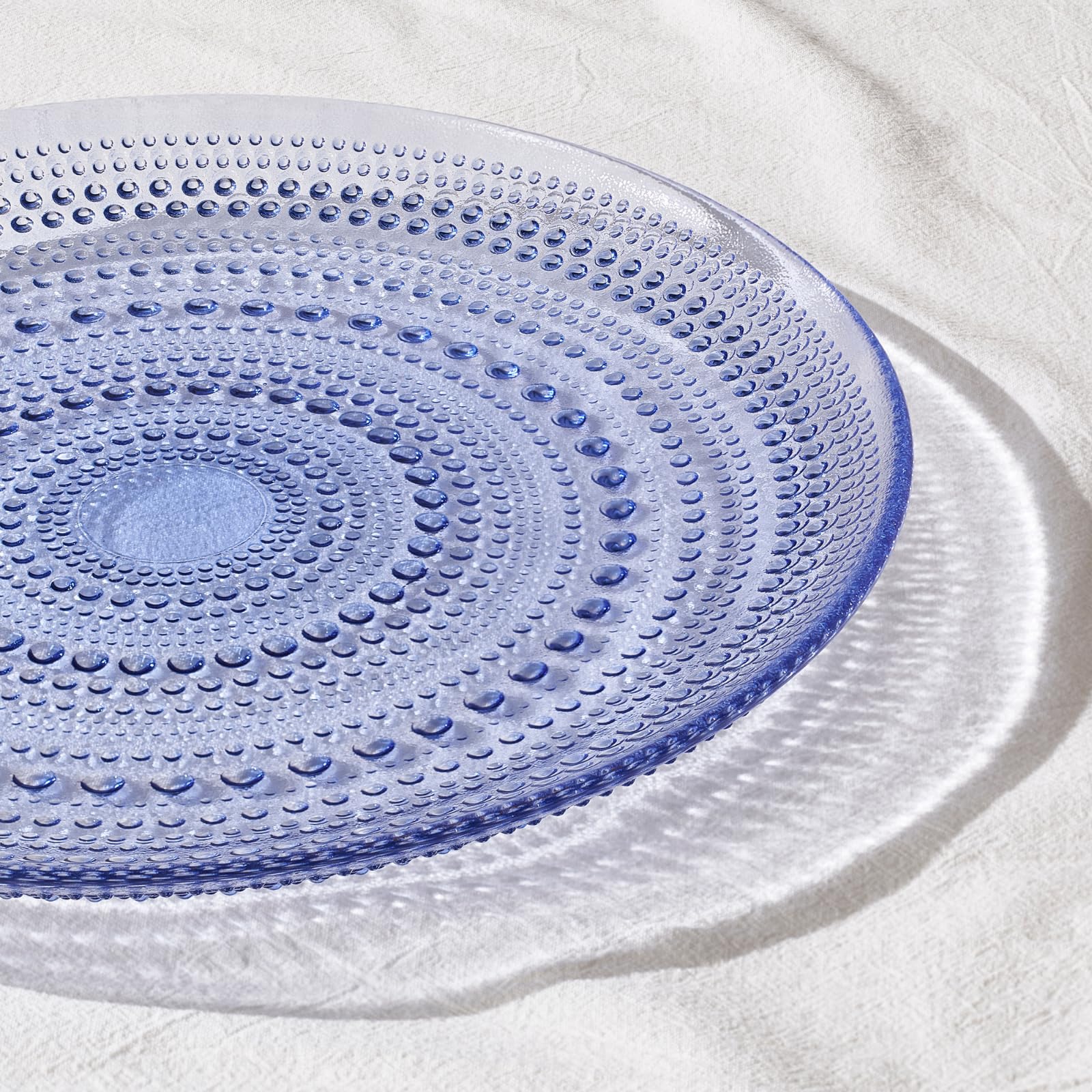 Glass Hobnail Dinner or Charger Plates | Set of 4 | Blue - Boske.store
