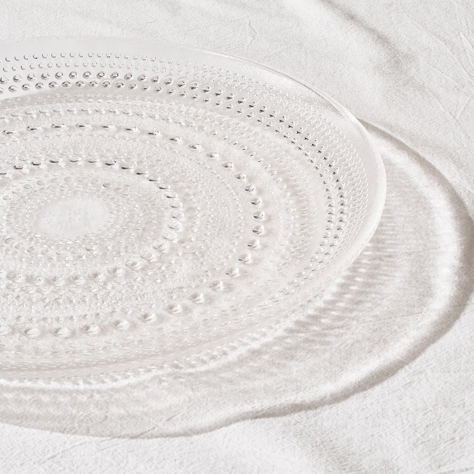 Glass Hobnail Dinner or Charger Plates | Set of 4 | Clear - Boske.store