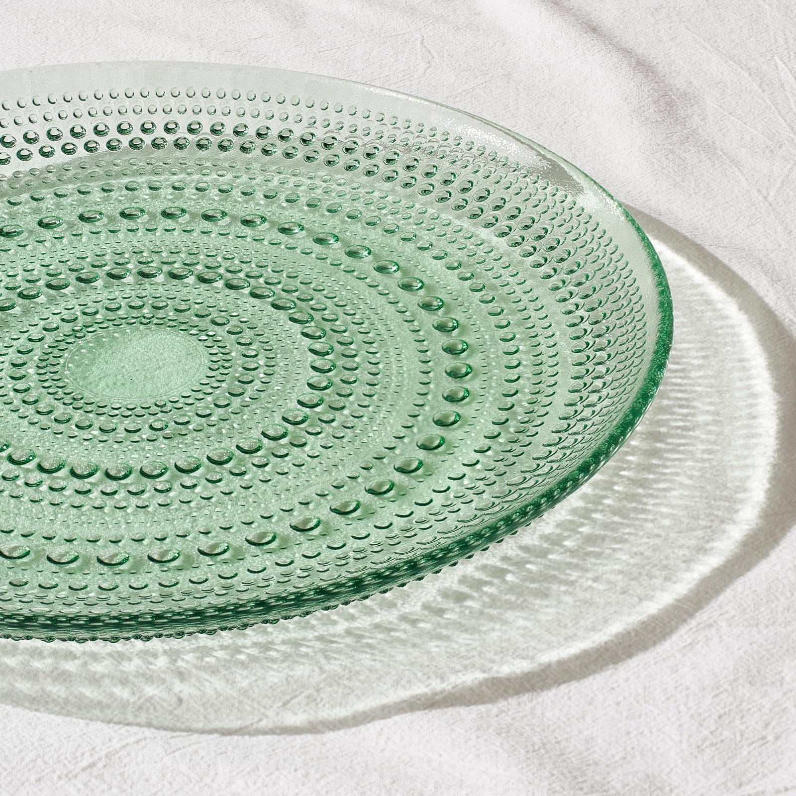 Glass Hobnail Dinner or Charger Plates | Set of 4 | Green - Boske.store
