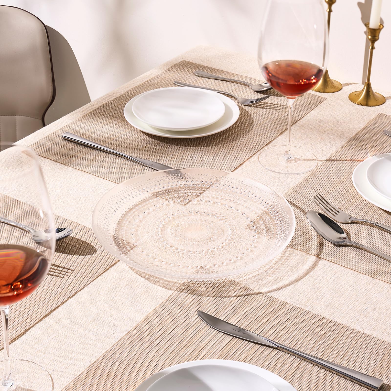 Glass Hobnail Dinner or Charger Plates | Set of 4 | Clear - Boske.store