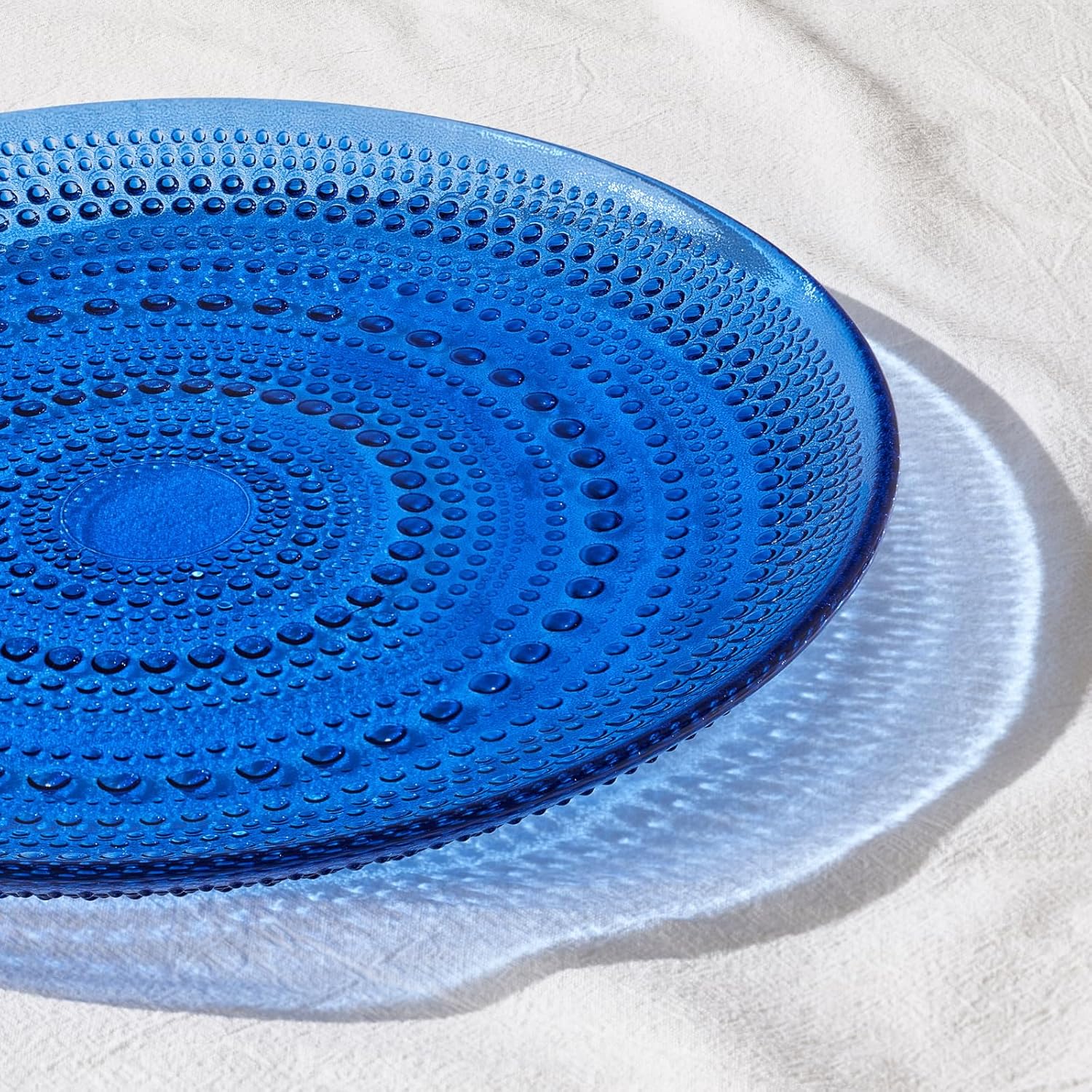 Glass Hobnail Dinner or Charger Plates | Set of 4 | Dark Blue - Boske.store