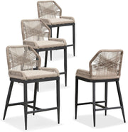 Counter Height Rattan Bar Stools Set Of 4 With Back
