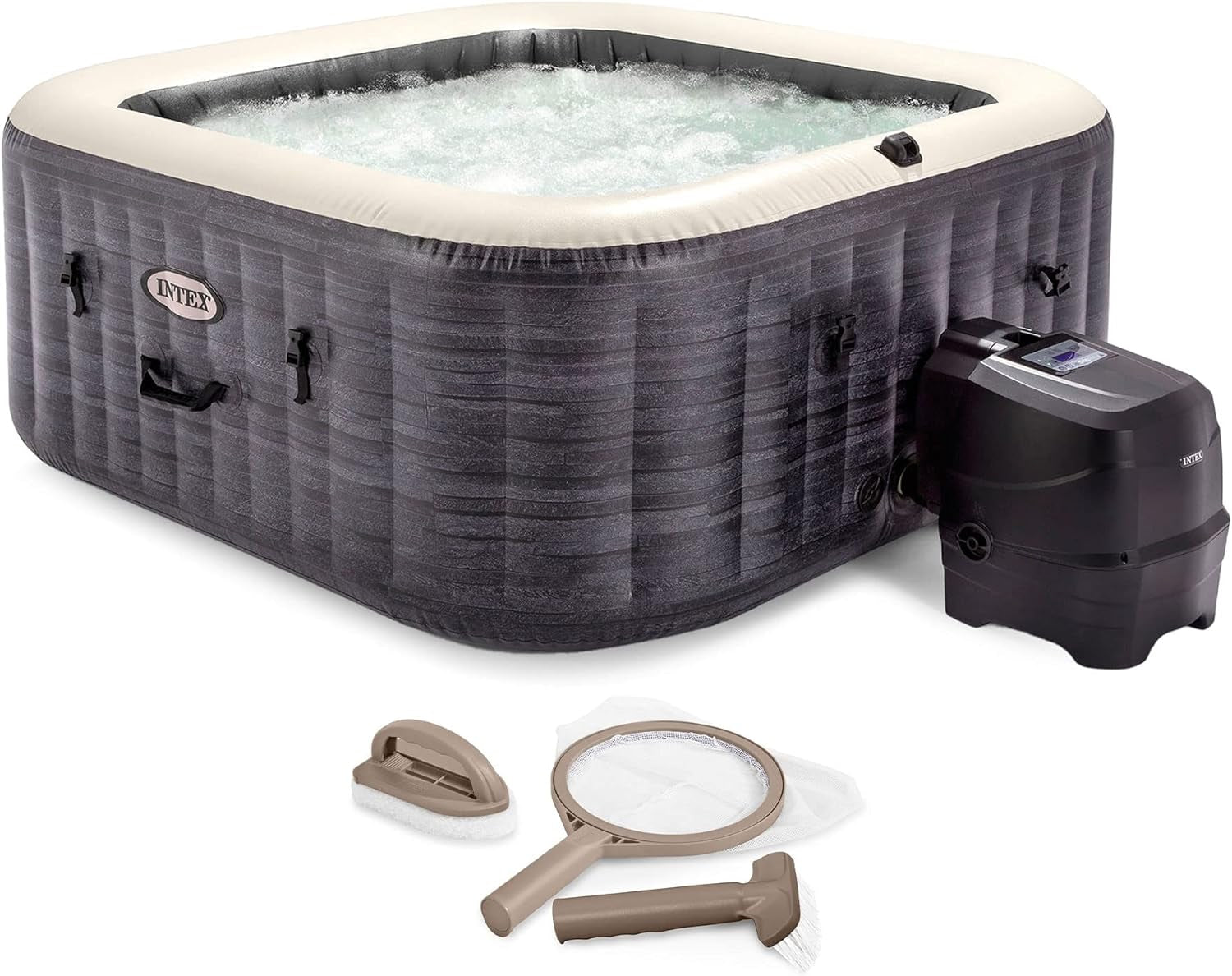 Purespa Plus Greystone 4-Person Inflatable Hot Tub with Jets