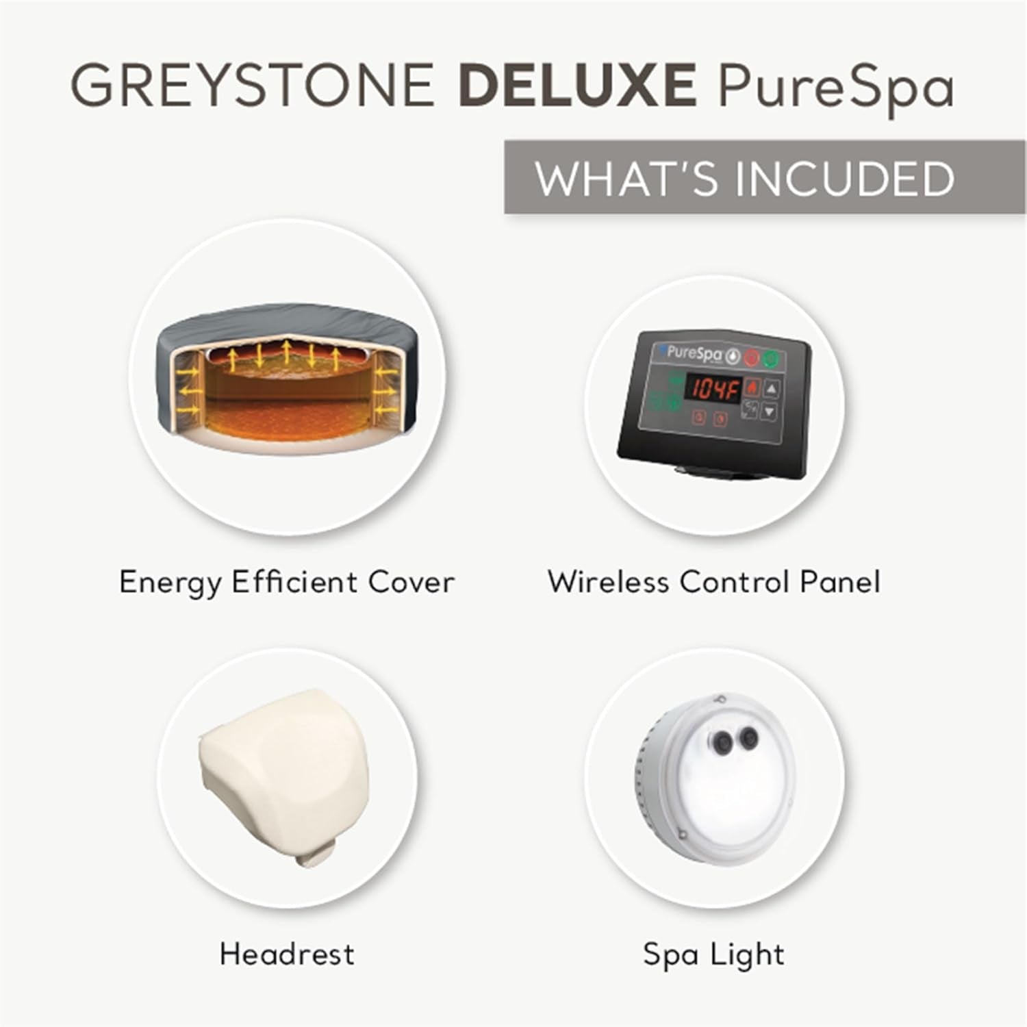 Purespa Plus Greystone 4-Person Inflatable Hot Tub with Jets