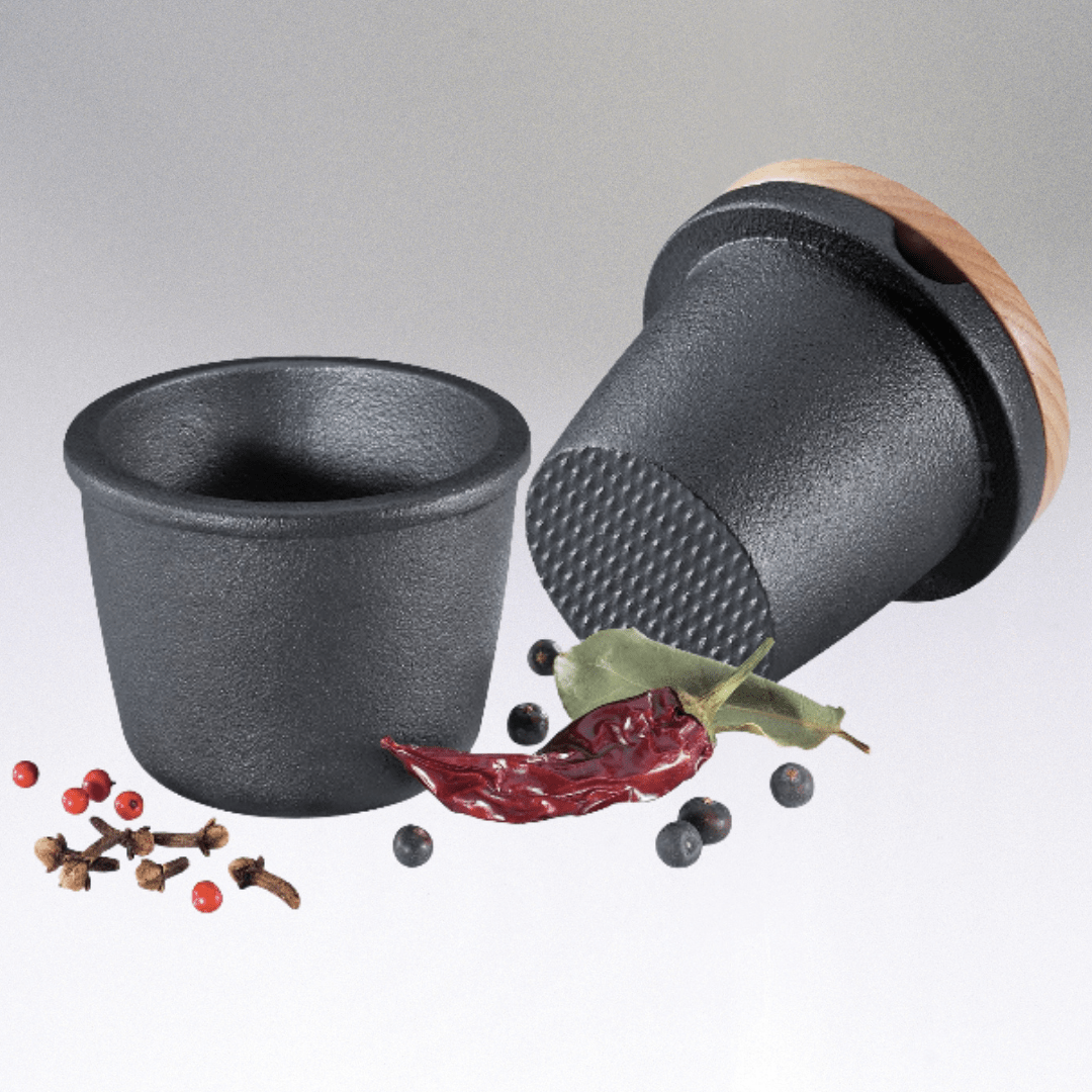 Spice Grater, Cast Iron with Beech Wood Lid, 3.5" H - Boske.store