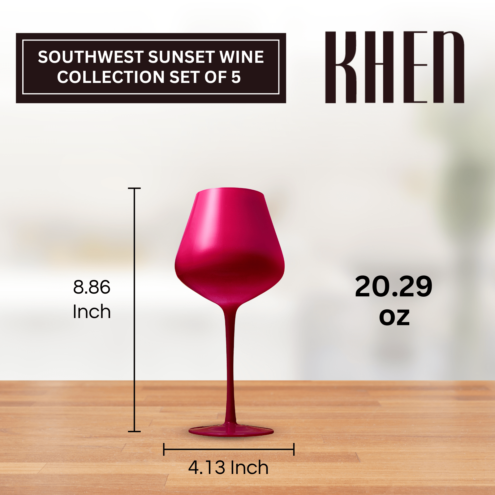 Southwest Sunset Large Colored Wine Glass| Set of 5 | 20 oz - Boske.store