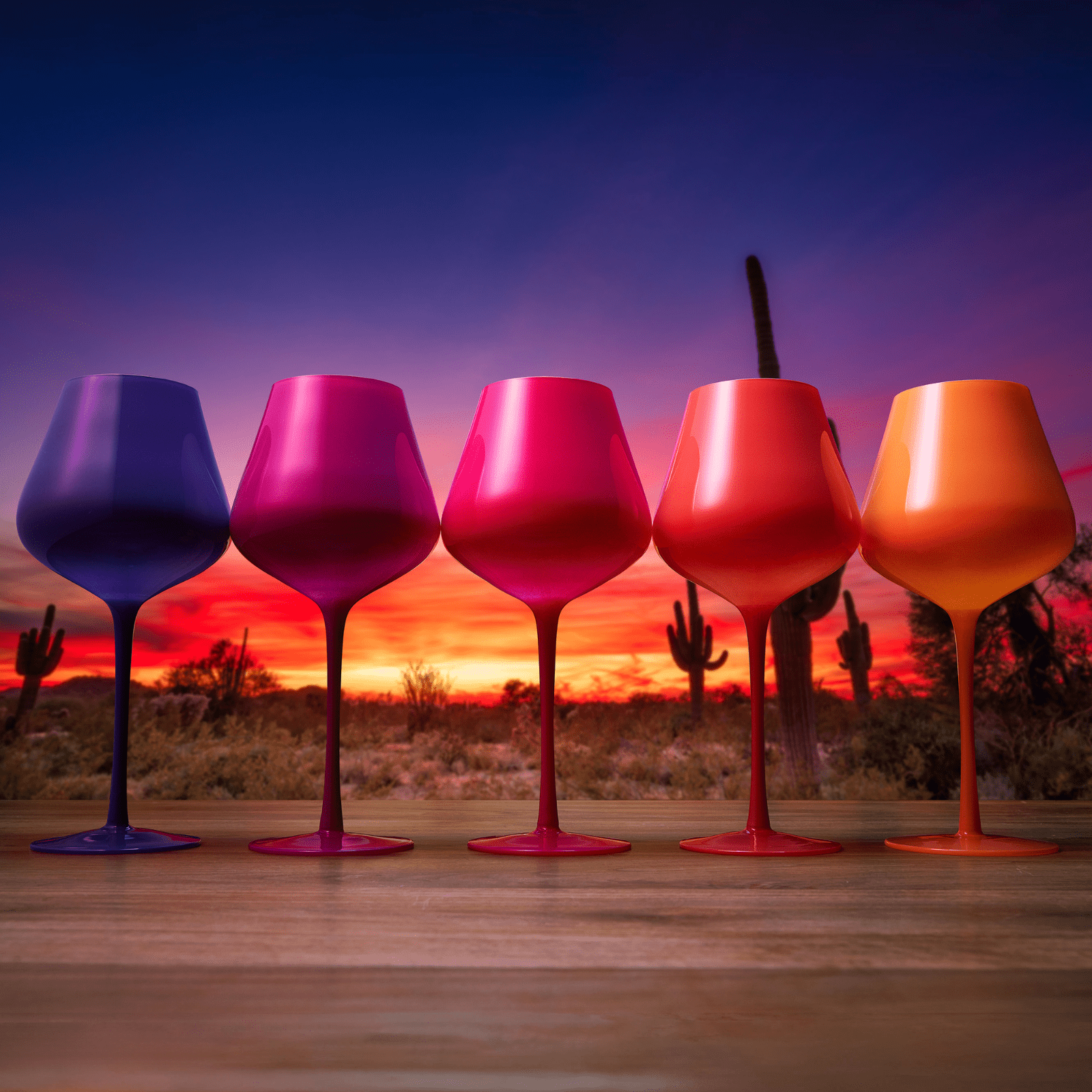 Southwest Sunset Large Colored Wine Glass| Set of 5 | 20 oz - Boske.store