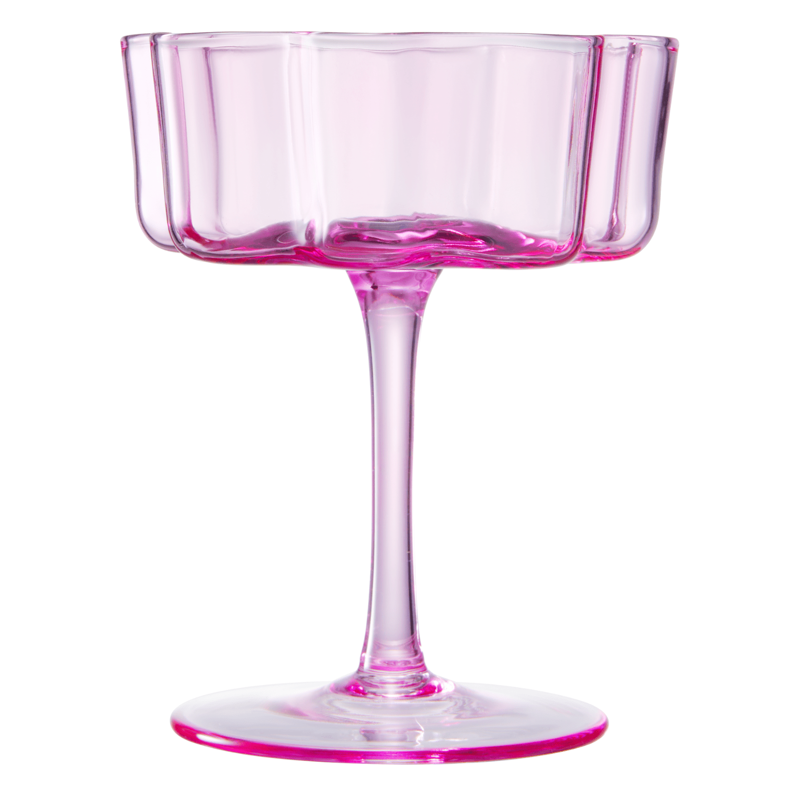 Flower Wave Coupe Cocktail Colored Glasses | Set of 2 | Hot Pink & Blush - Boske.store