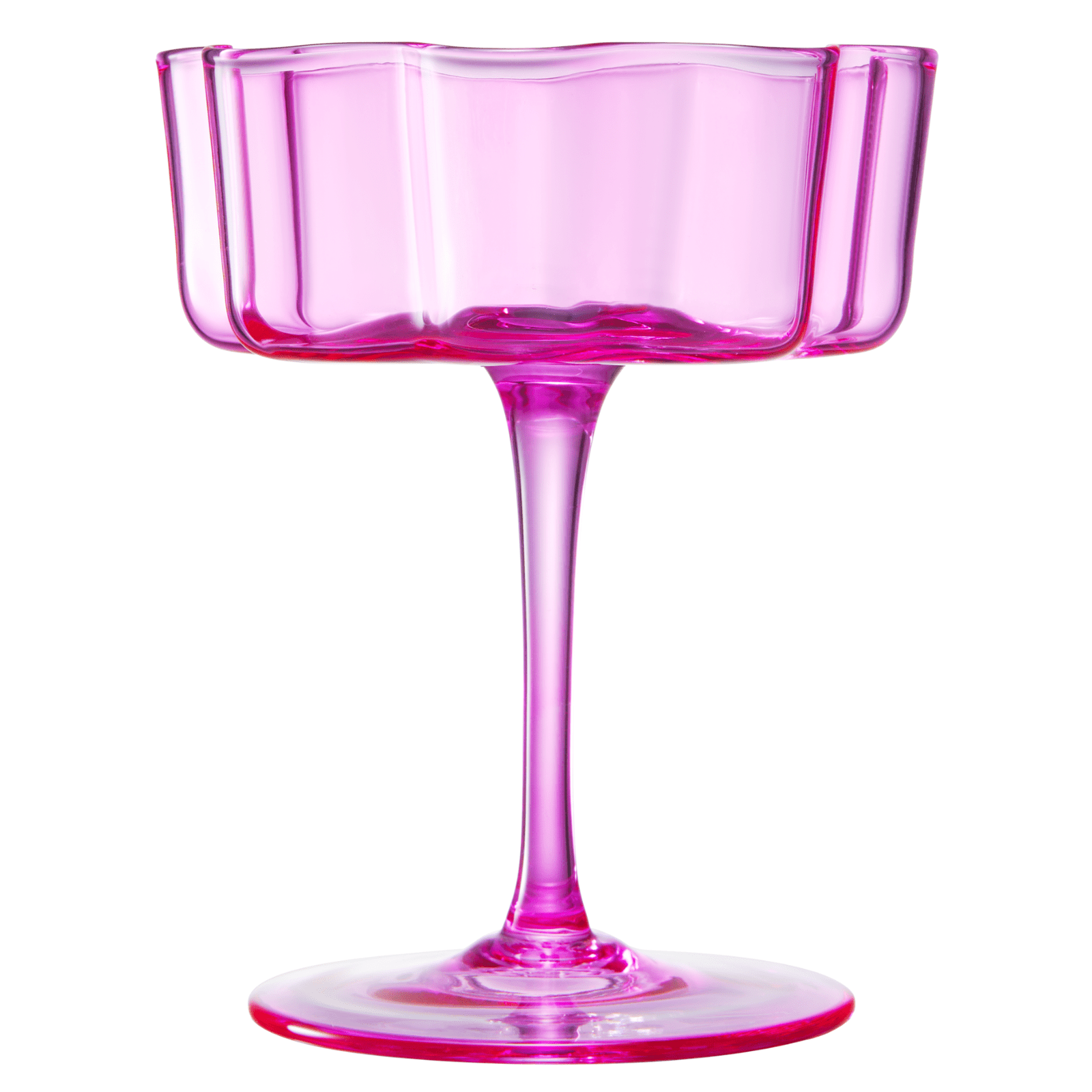 Flower Wave Coupe Cocktail Colored Glasses | Set of 2 | Hot Pink & Blush - Boske.store