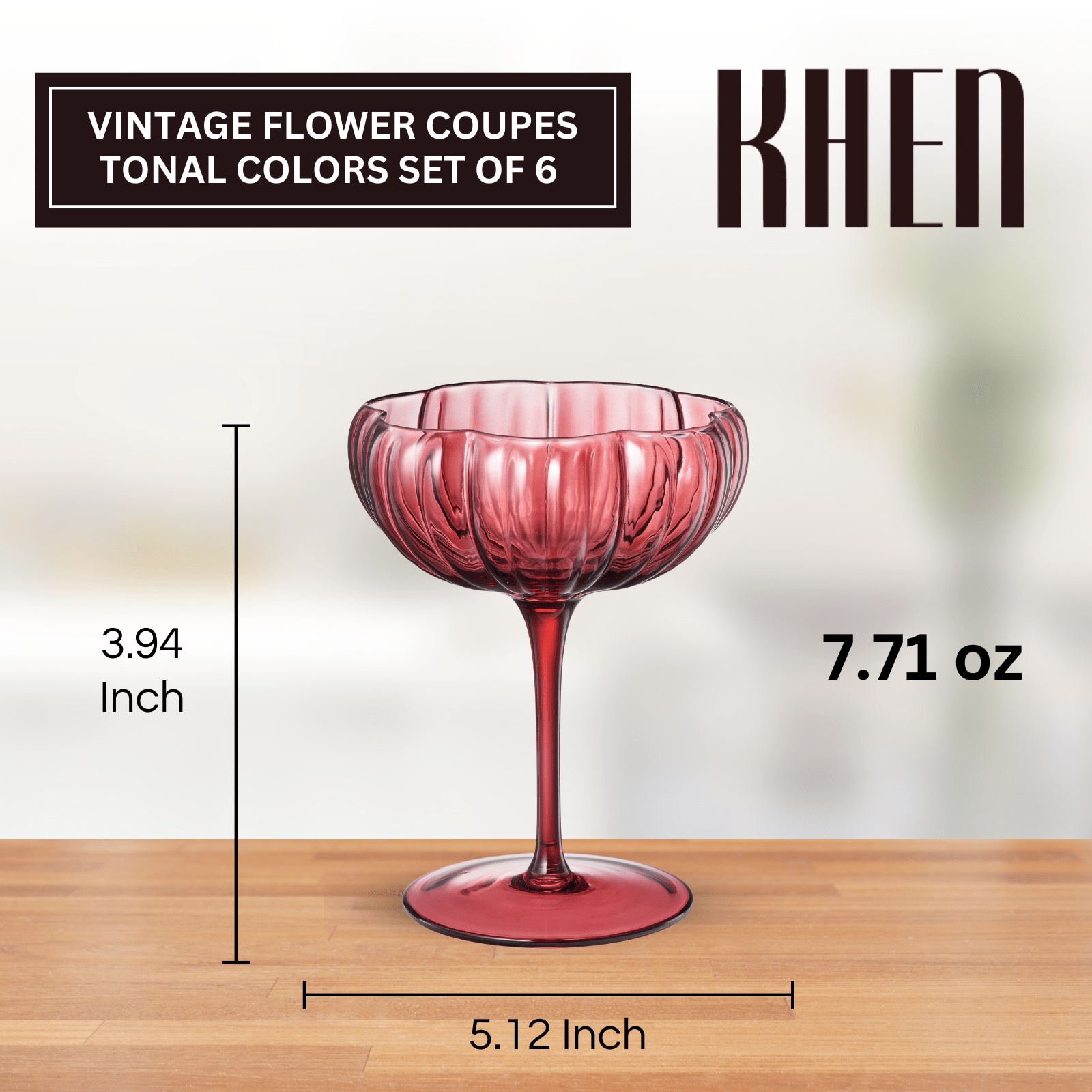 Flower Coupe Cocktail Colored Glasses | Set of 6 | Muted - Boske.store