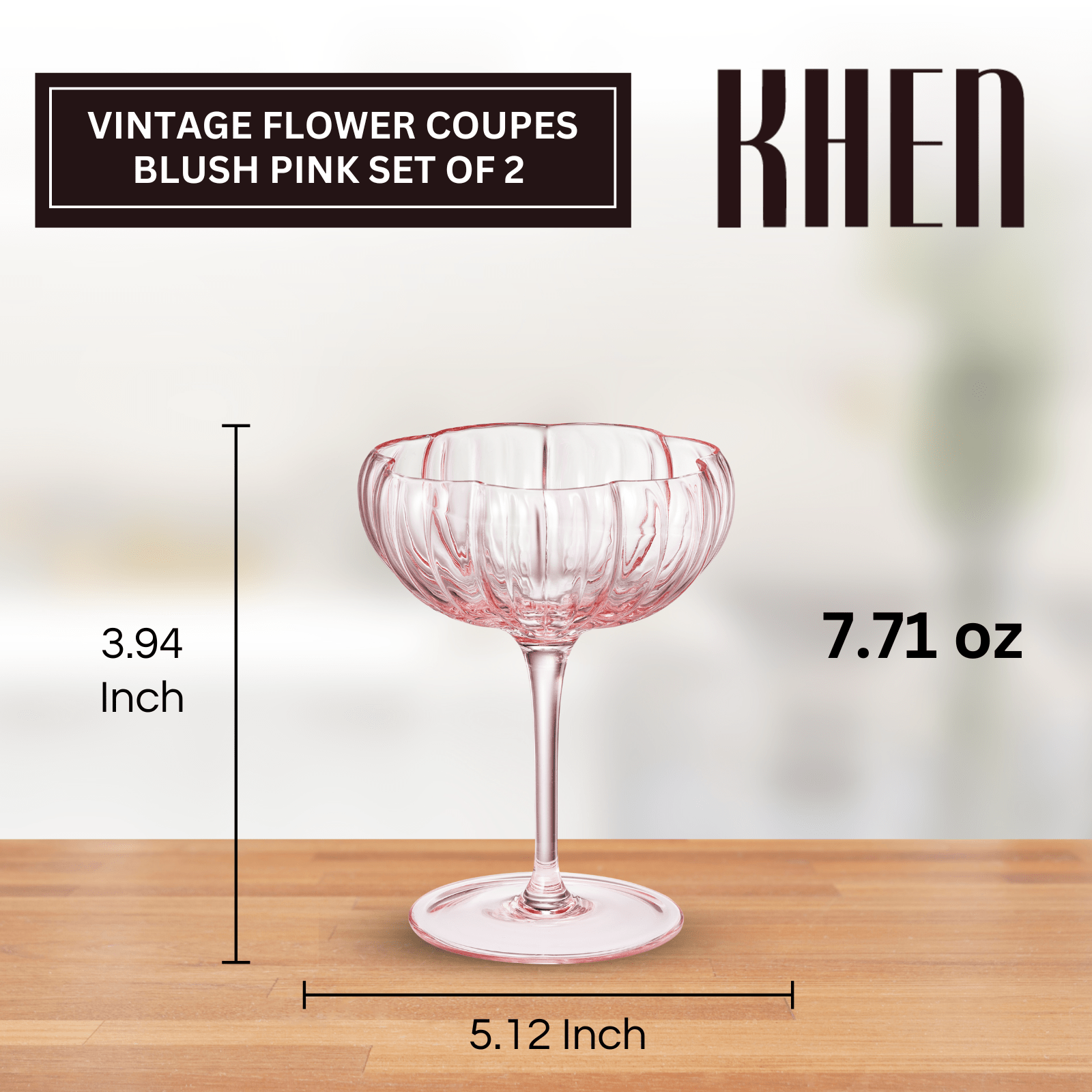 Flower Coupe Cocktail Colored Glasses | Set of 2 | Blush Pink - Boske.store