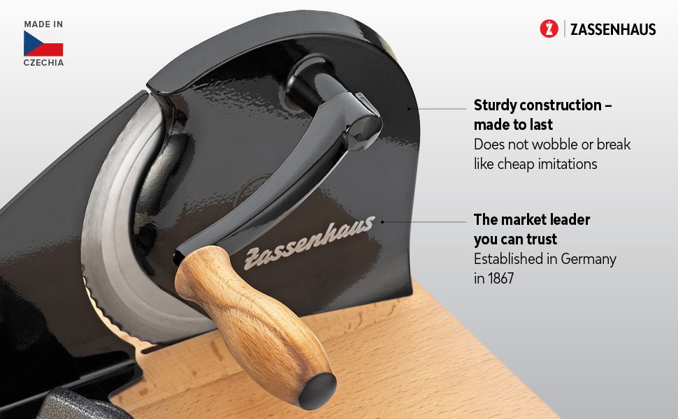 Zassenhaus Original Classic Adjustable Bread Slicer for Uniform Slices - 18/8 Stainless Steel Blade - Boske.store