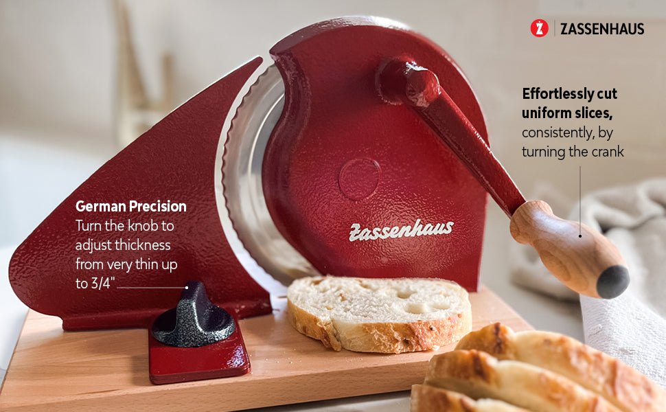 Zassenhaus Original Classic Adjustable Bread Slicer for Uniform Slices - 18/8 Stainless Steel Blade - Boske.store