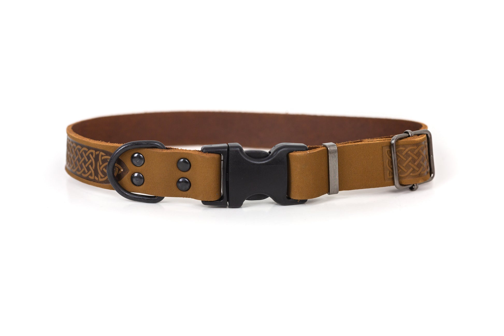 Celtic Sport Earth Brown Leather Dog Collar - Boske.store