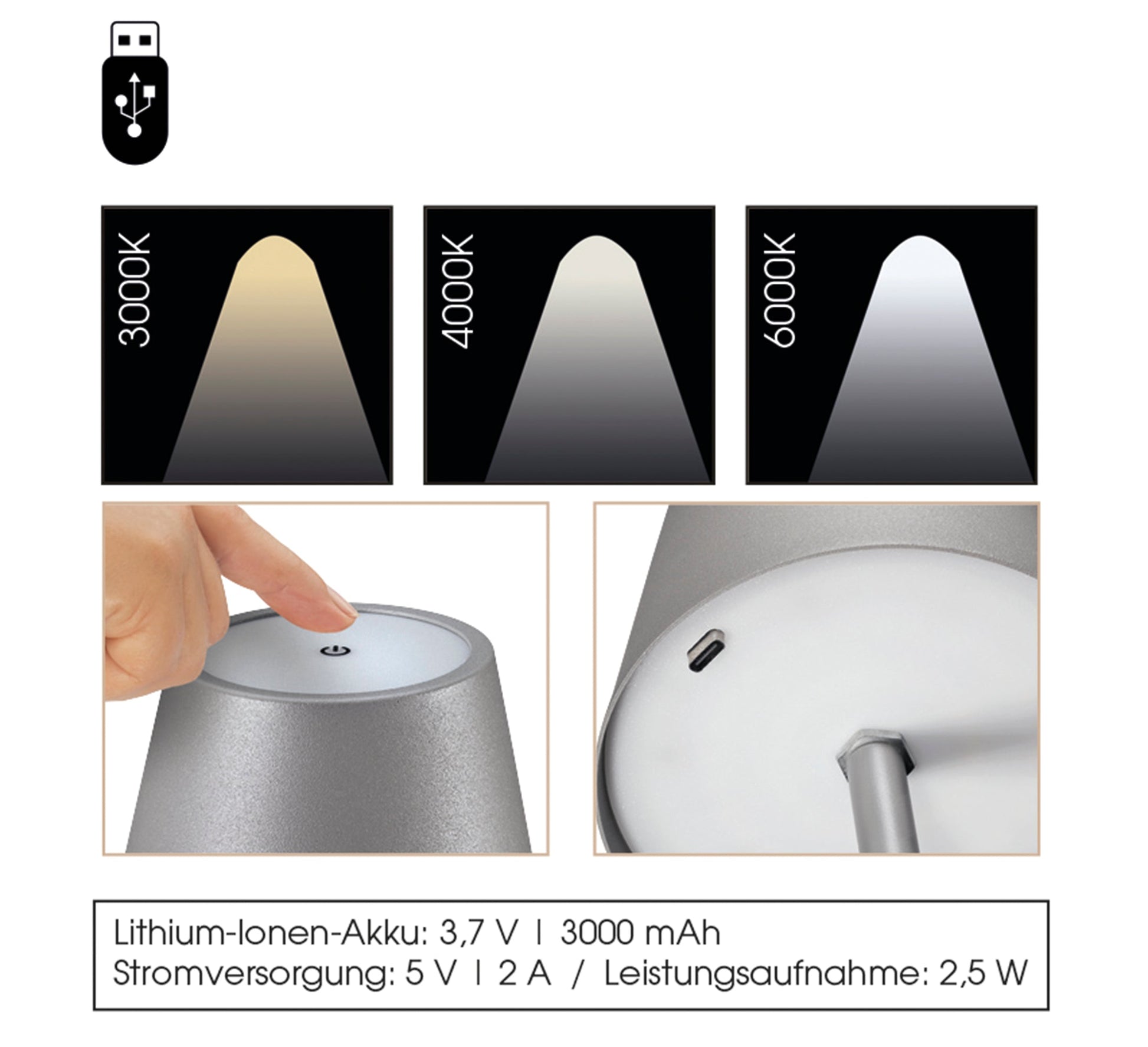 "Luce" LED Bottle Lamp, 5.25" x 4.25" dia. - Boske.store