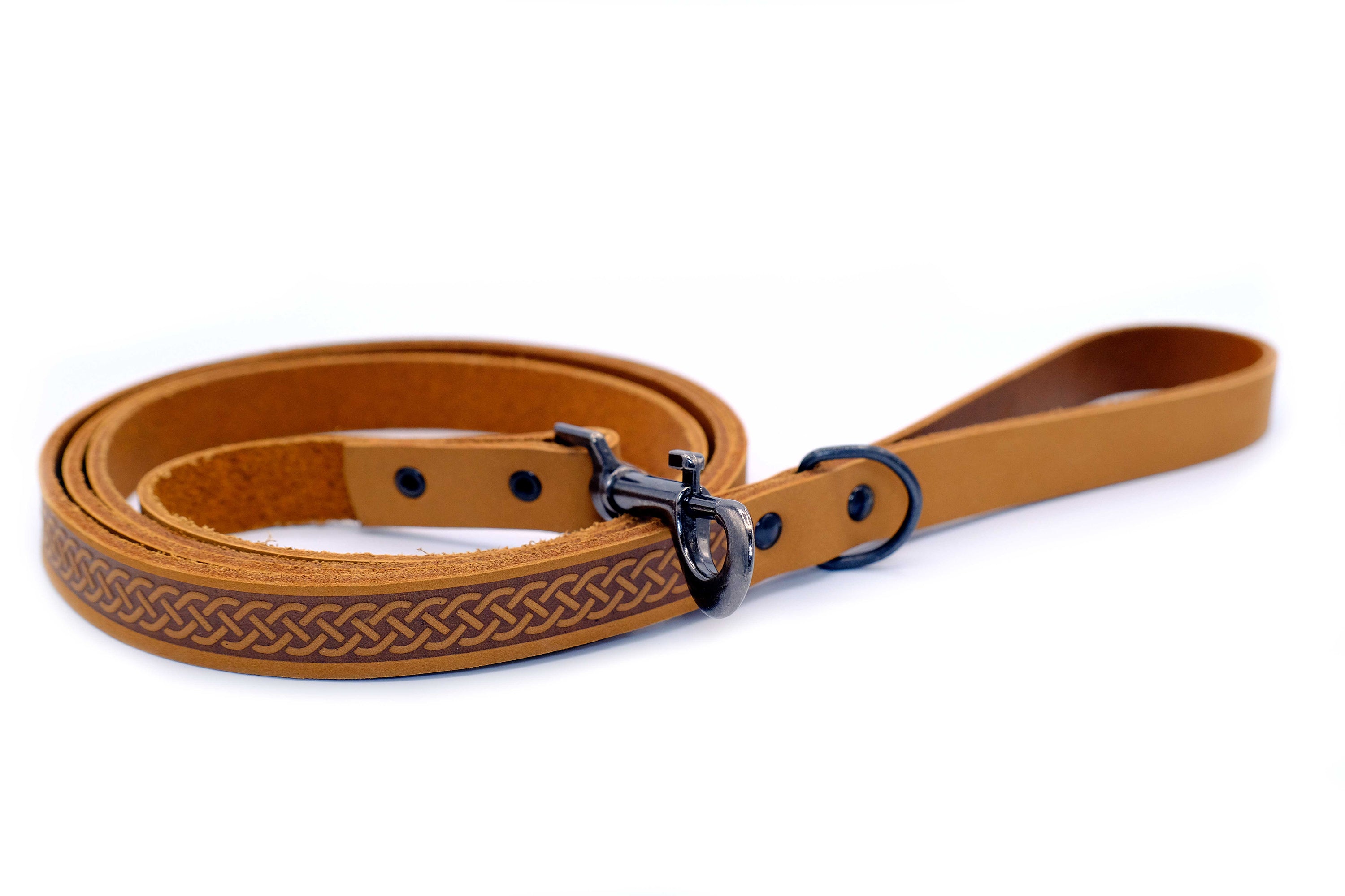 Celtic Sport Khaki Leather Dog Leash - Boske.store