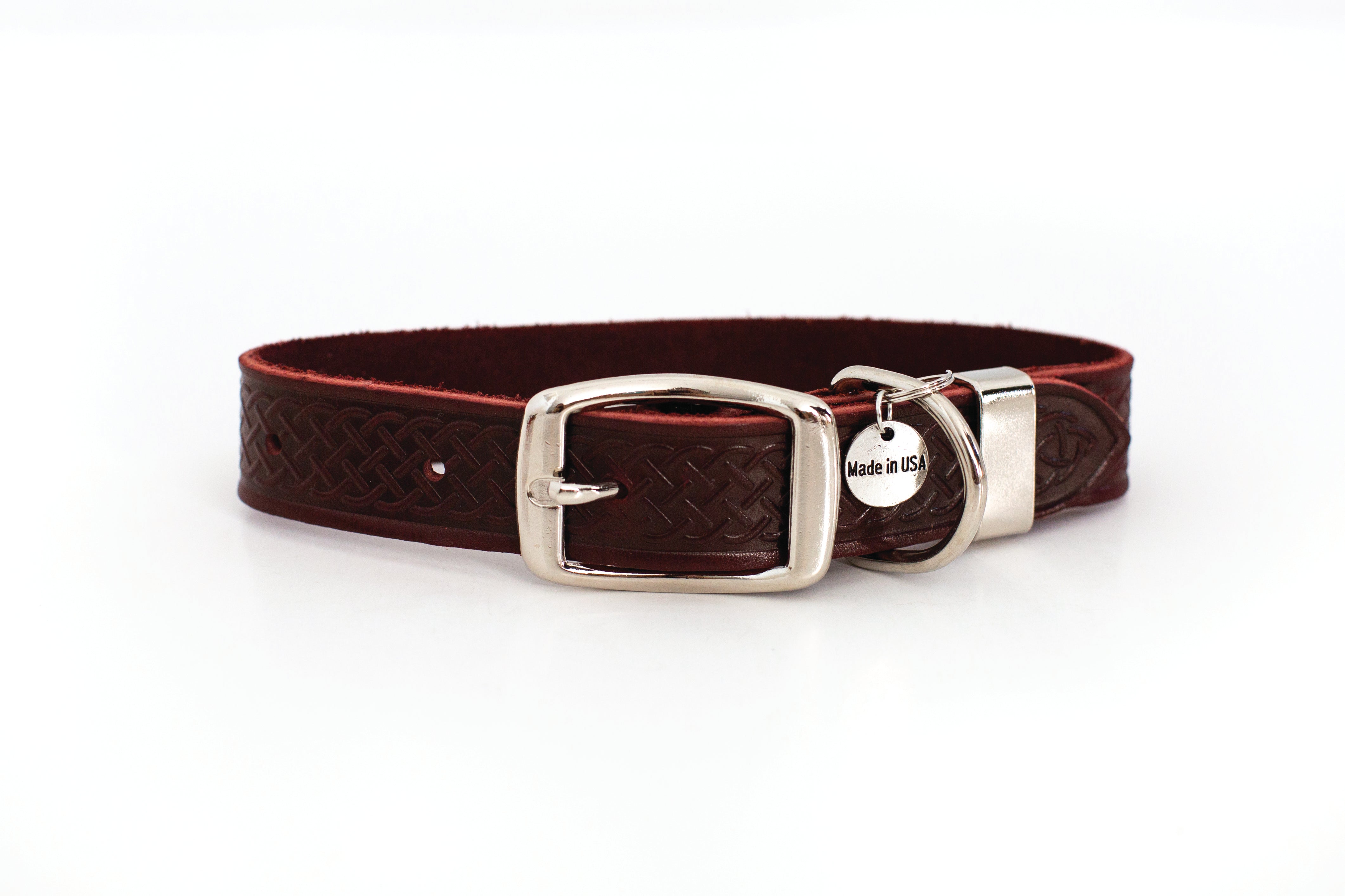 Celtic Double Buckle Style Leather Dog Collar - Boske.store
