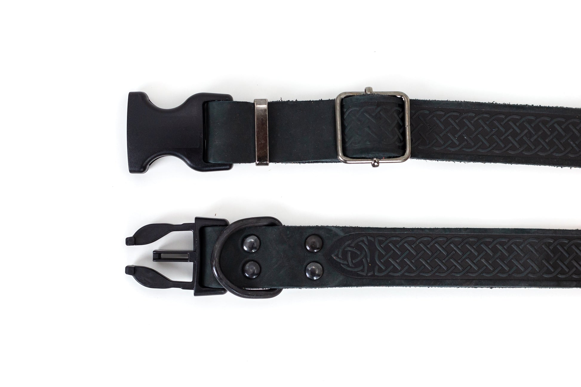 Celtic Sport Midnight Black Leather Dog Collar - Boske.store