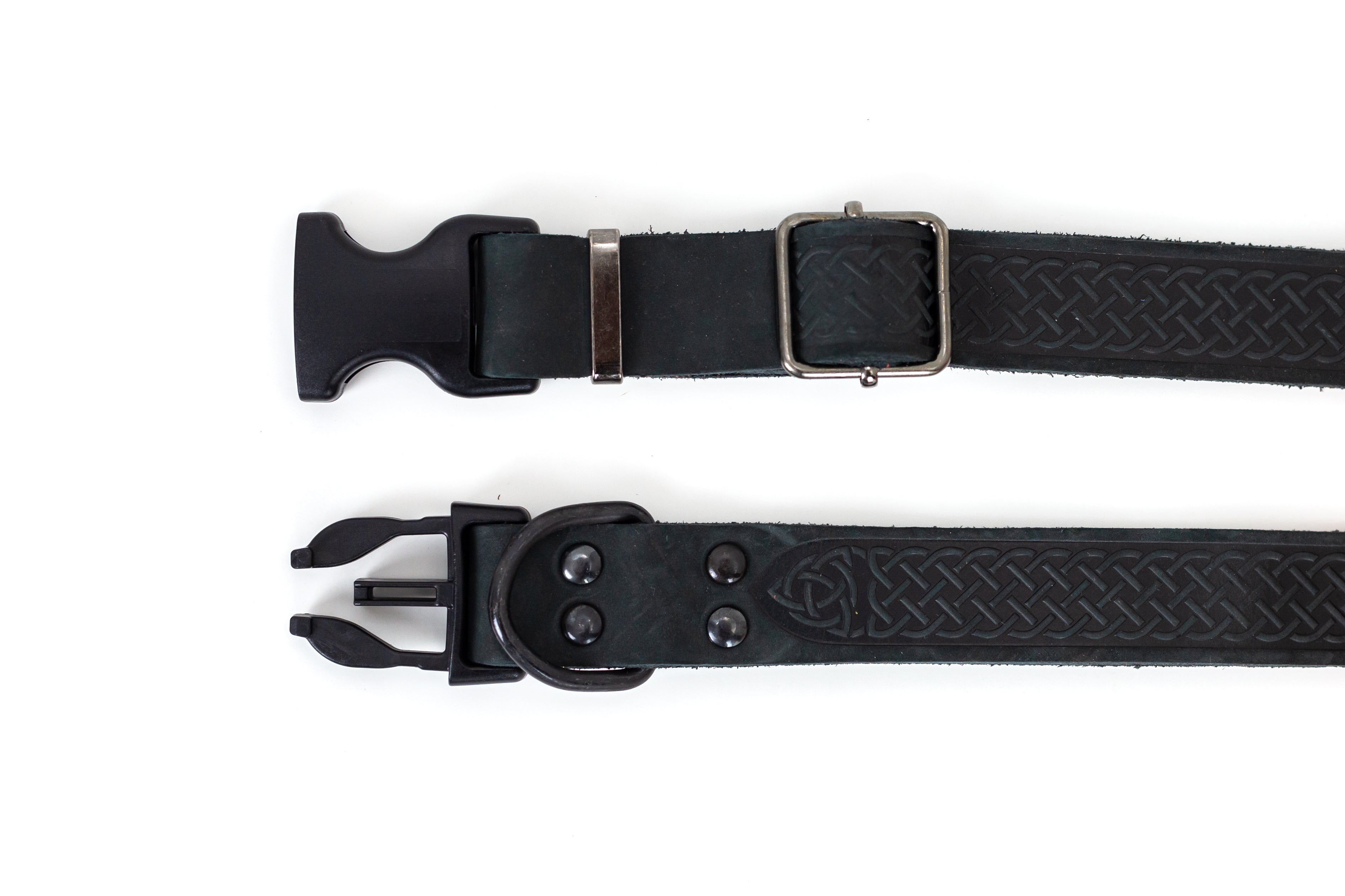 Celtic Sport Midnight Black Leather Dog Collar - Boske.store