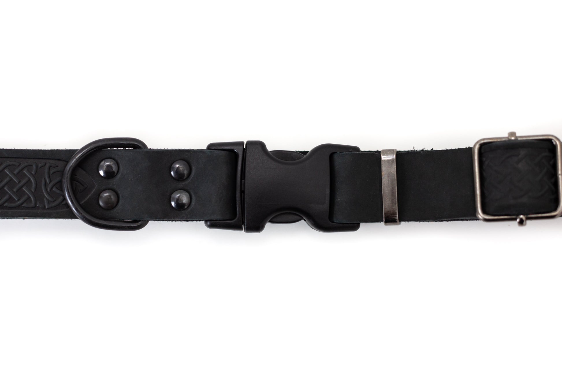 Celtic Sport Midnight Black Leather Dog Collar - Boske.store