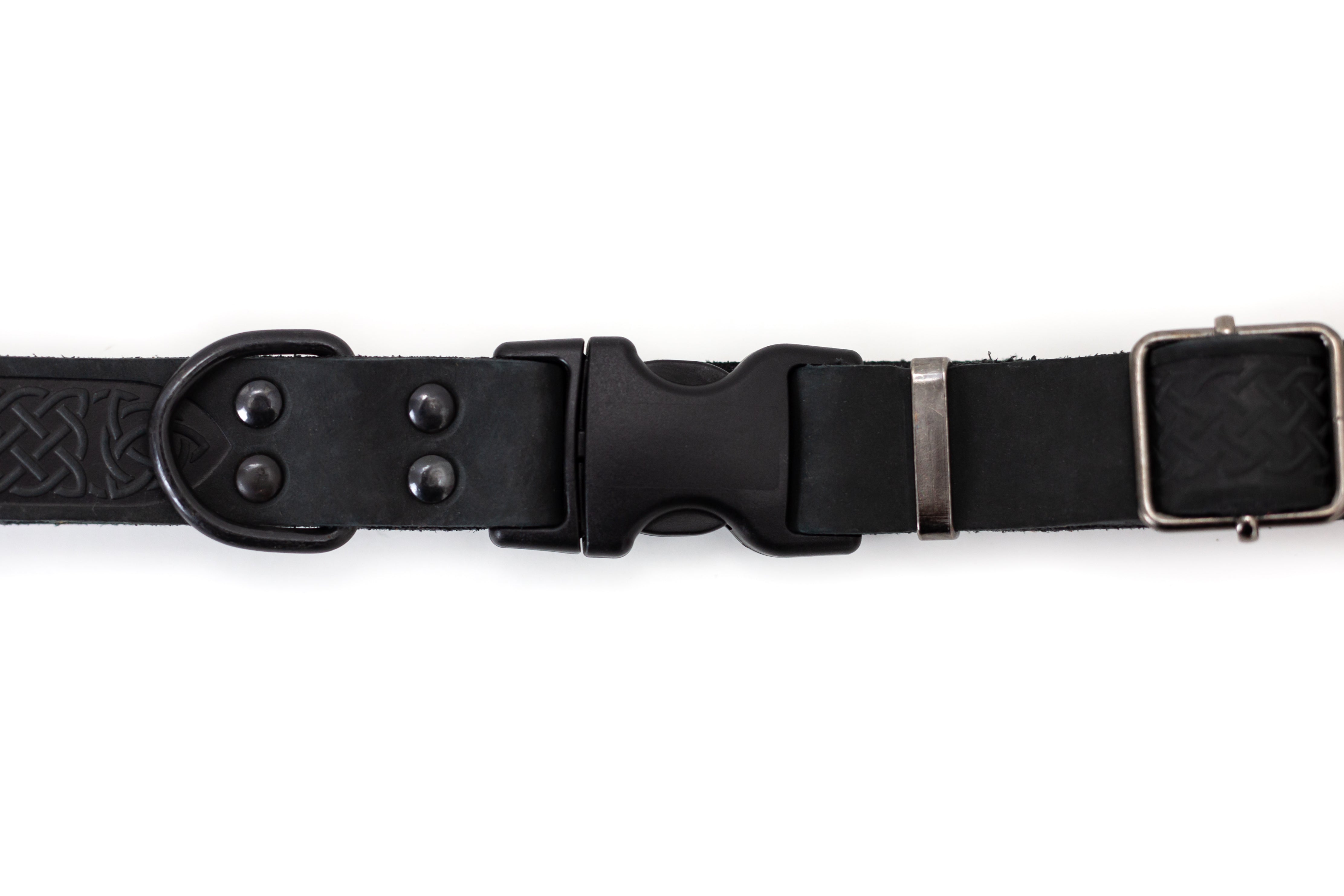 Celtic Sport Midnight Black Leather Dog Collar - Boske.store