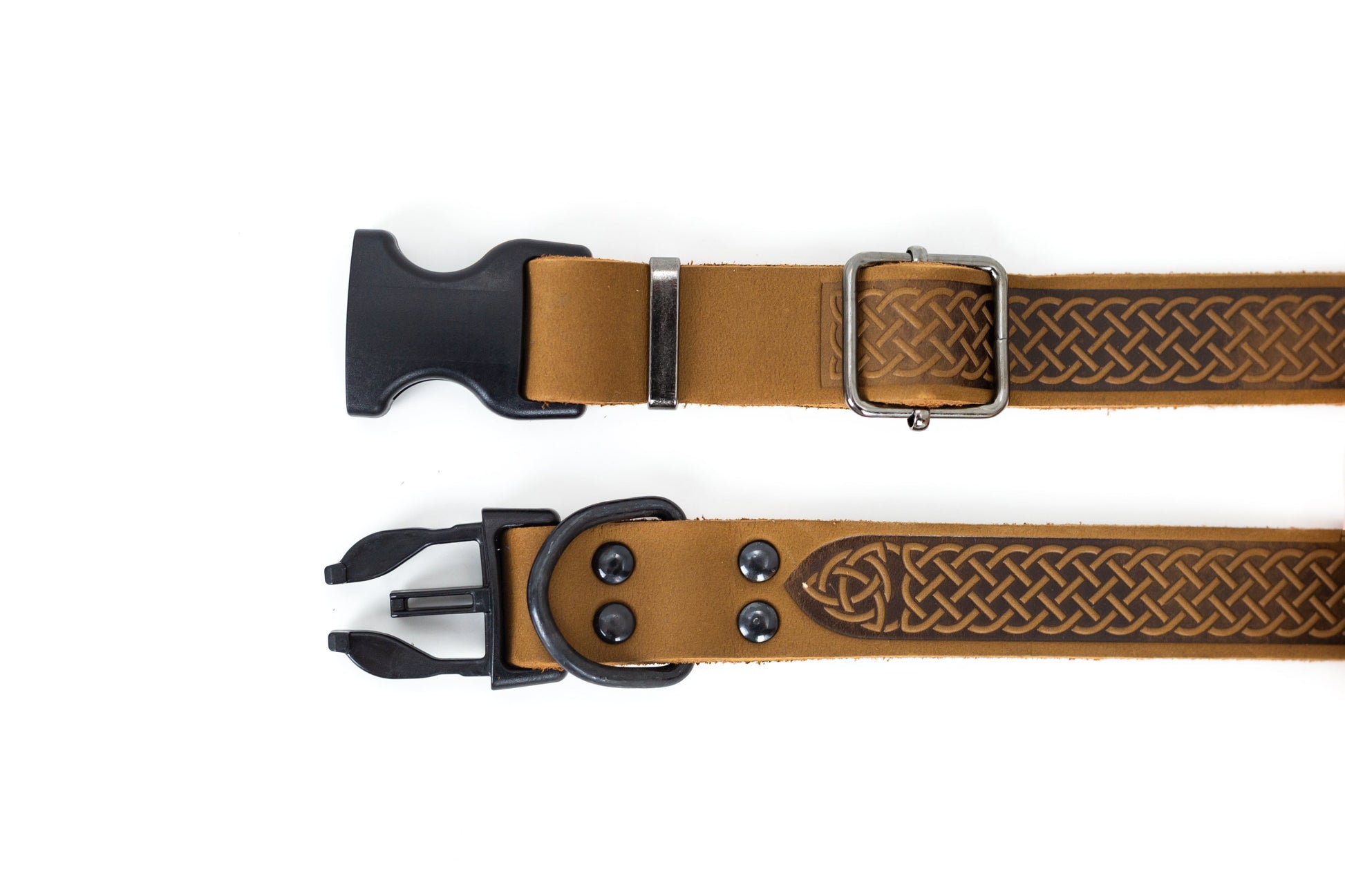 Celtic Sport Earth Brown Leather Dog Collar - Boske.store