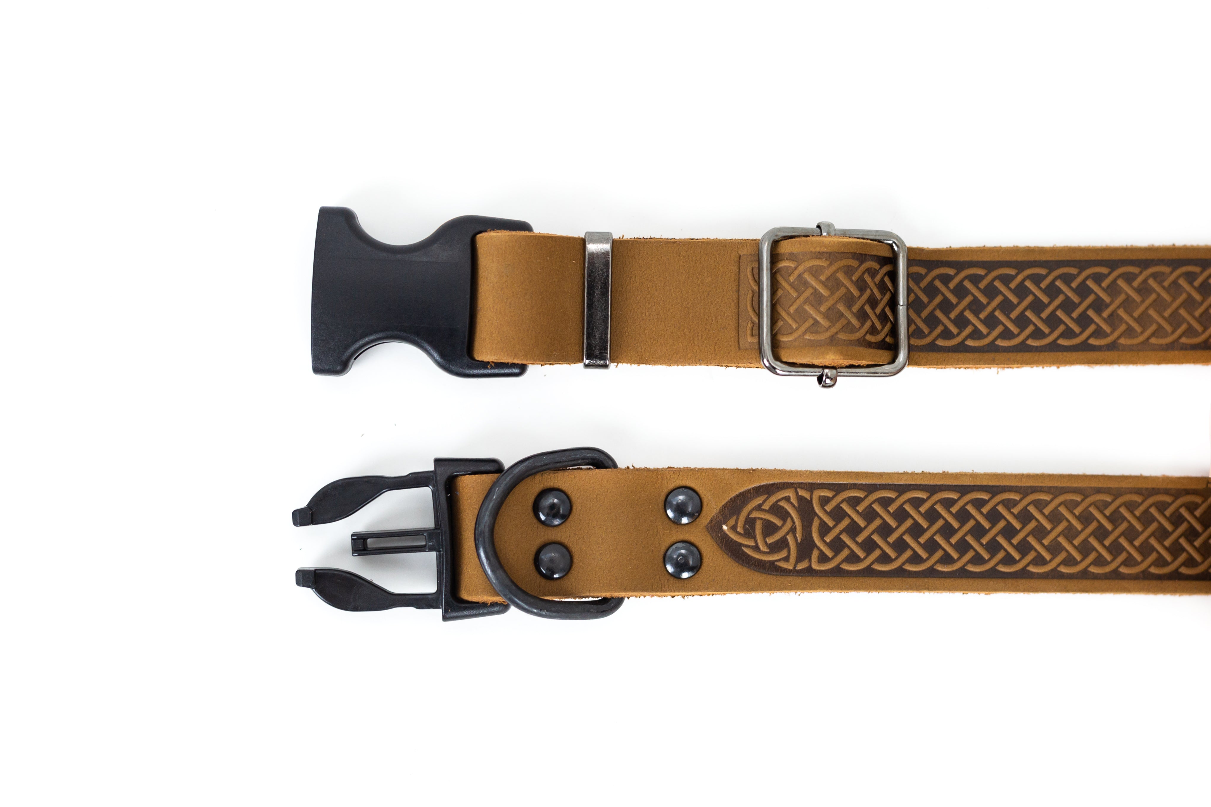 Celtic Sport Earth Brown Leather Dog Collar - Boske.store