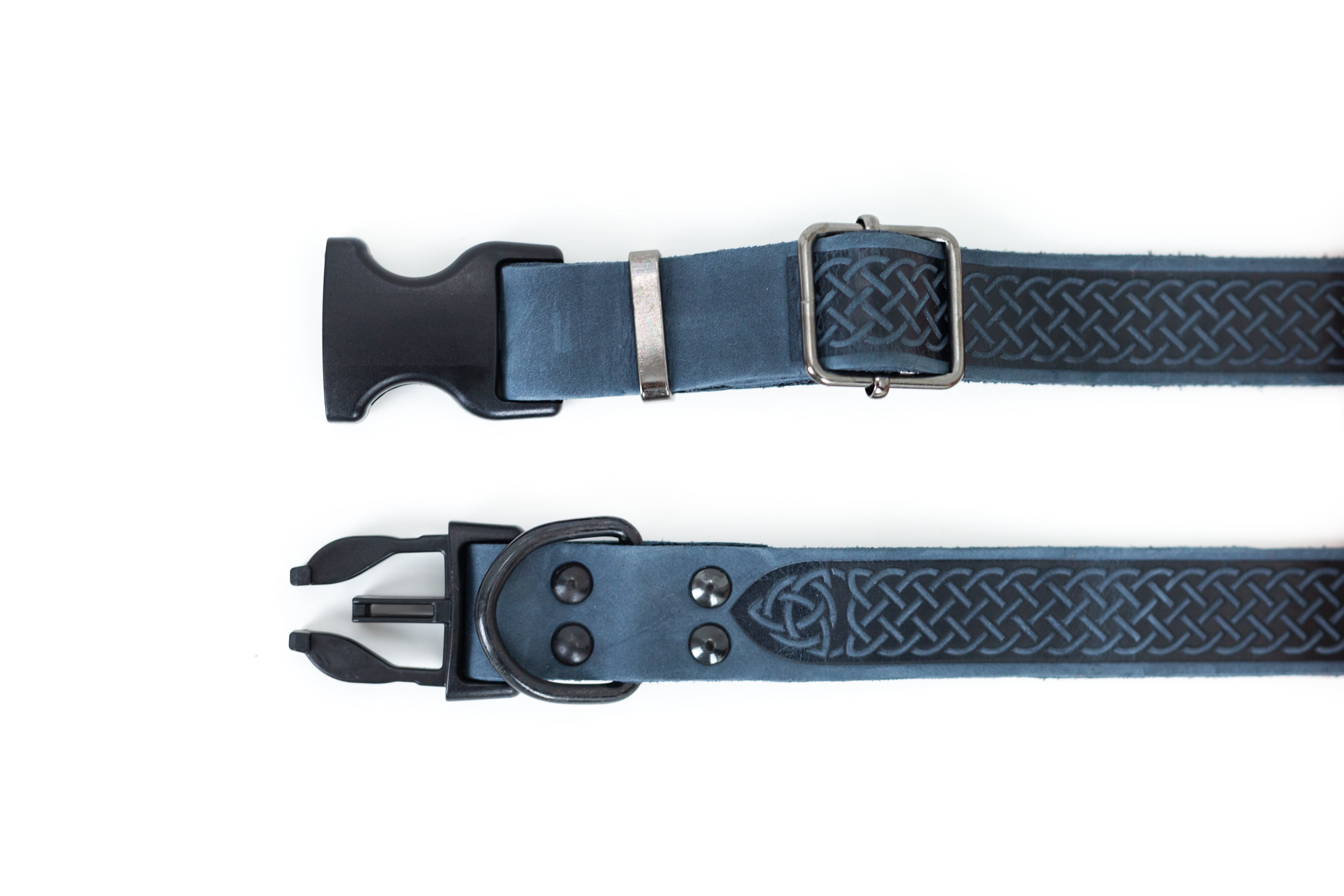 Celtic Sport Blue Jeans Leather Dog Collar - Boske.store