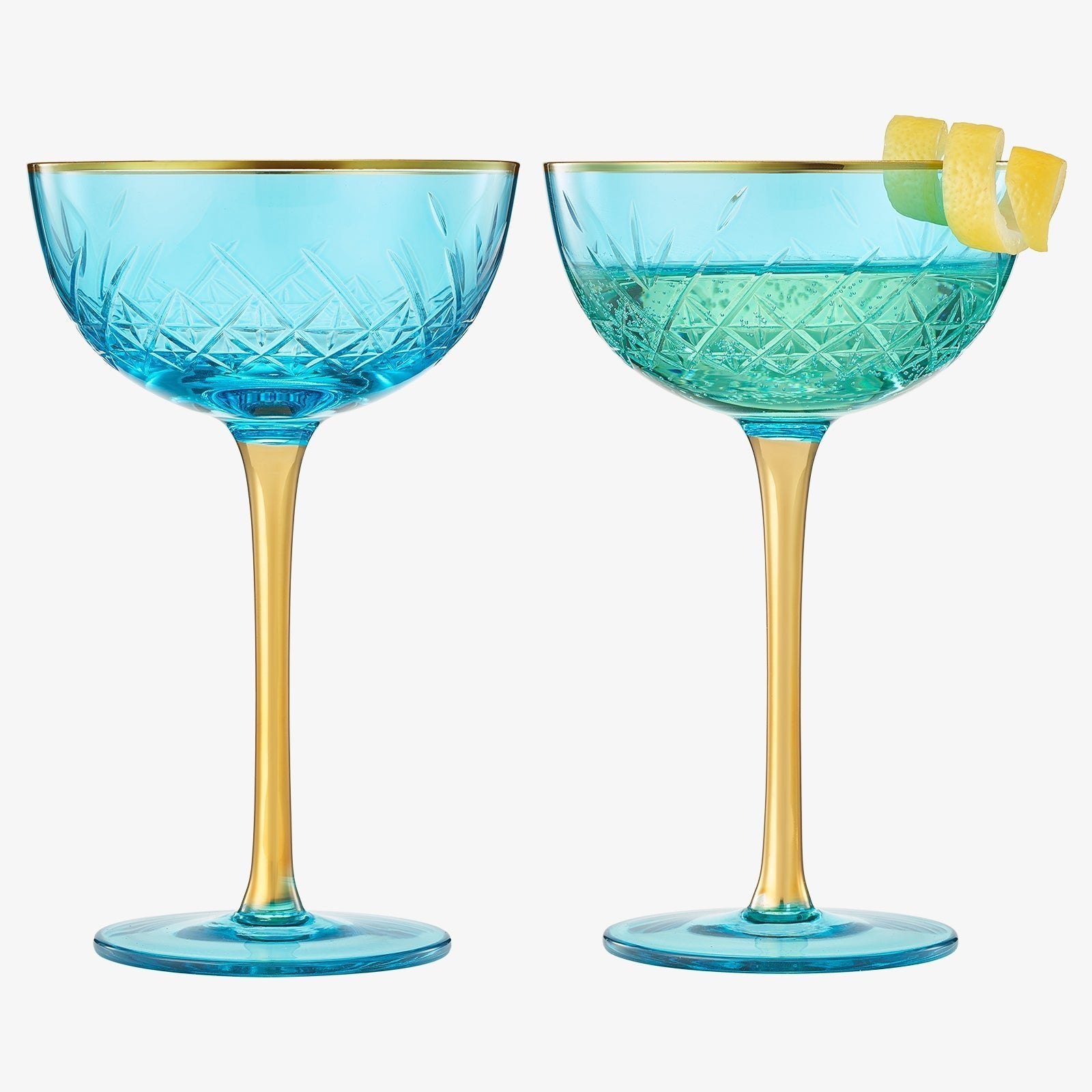 Bellissimo Crystal Champagne Coupe Cocktail Glassware, Set of 2 - Boske.store