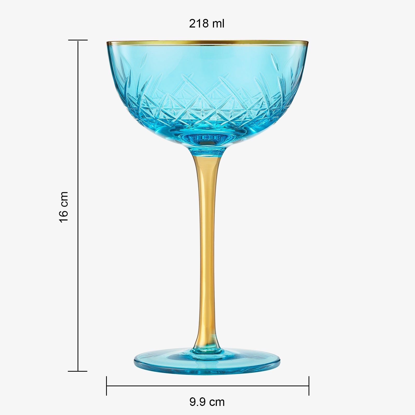 Bellissimo Crystal Champagne Coupe Cocktail Glassware, Set of 2 - Boske.store