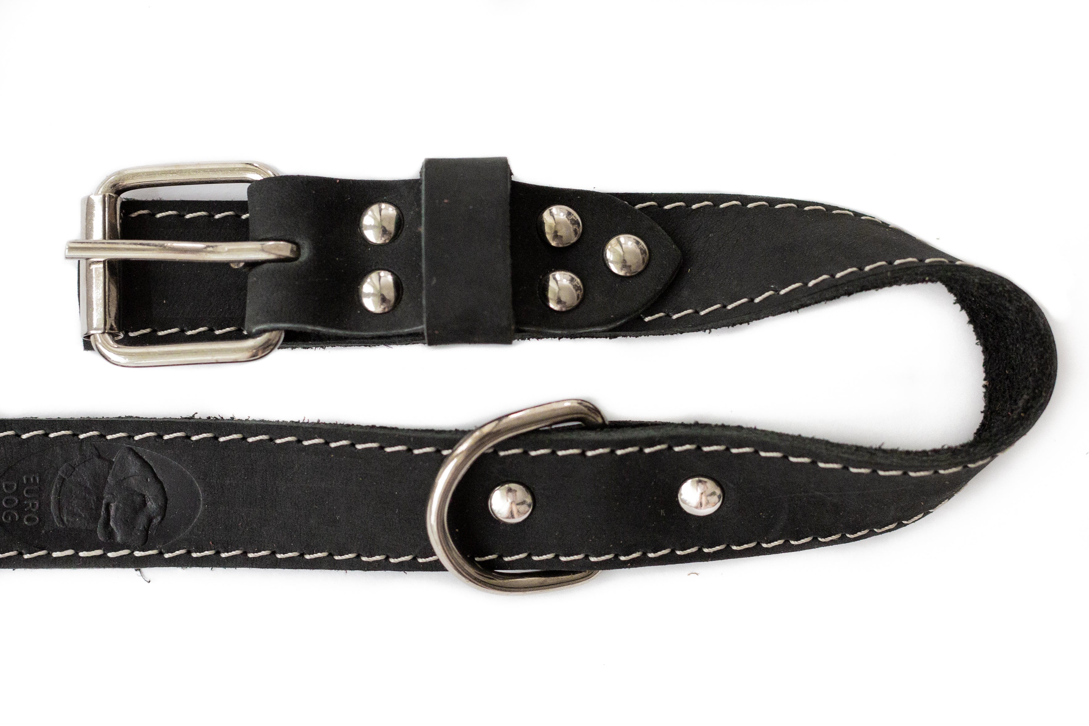 Traditional Black Leather Dog Collar - Boske.store