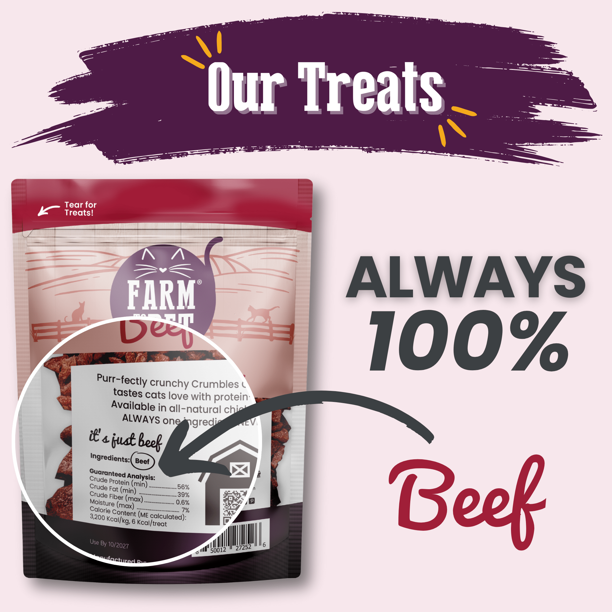 Beef Crumbles Cat Treats | High Protein Treats for Cats - Boske.store
