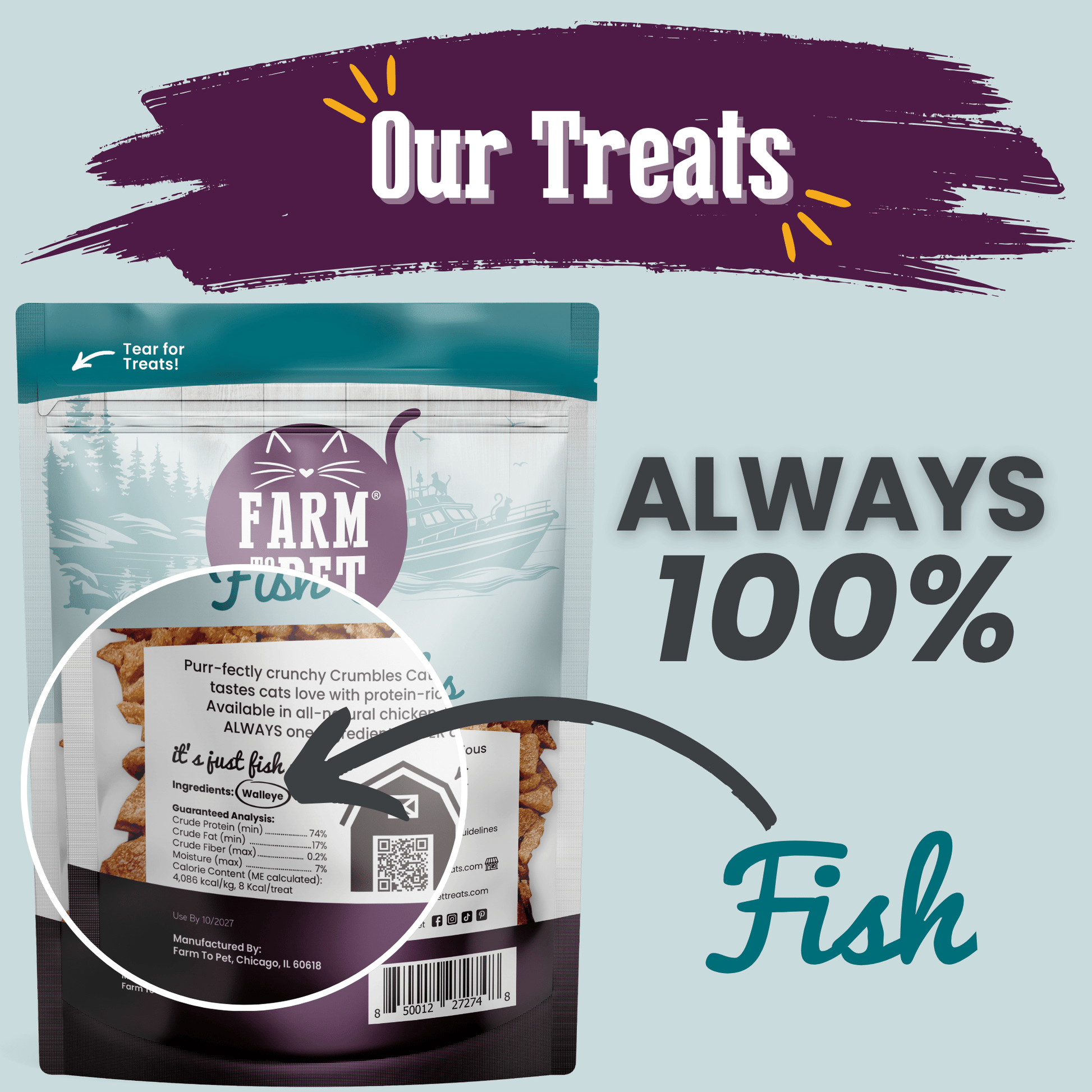 Fish Crumbles for Cats | All - Natural Fish Cat Treats - Boske.store