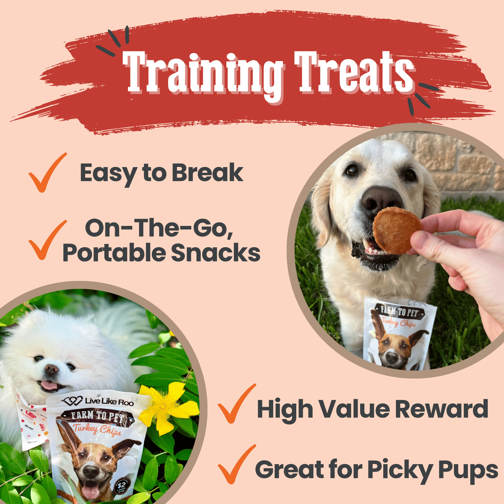 Live Like Roo Turkey Chips for Dogs | Dog Treats That Give Back - Boske.store