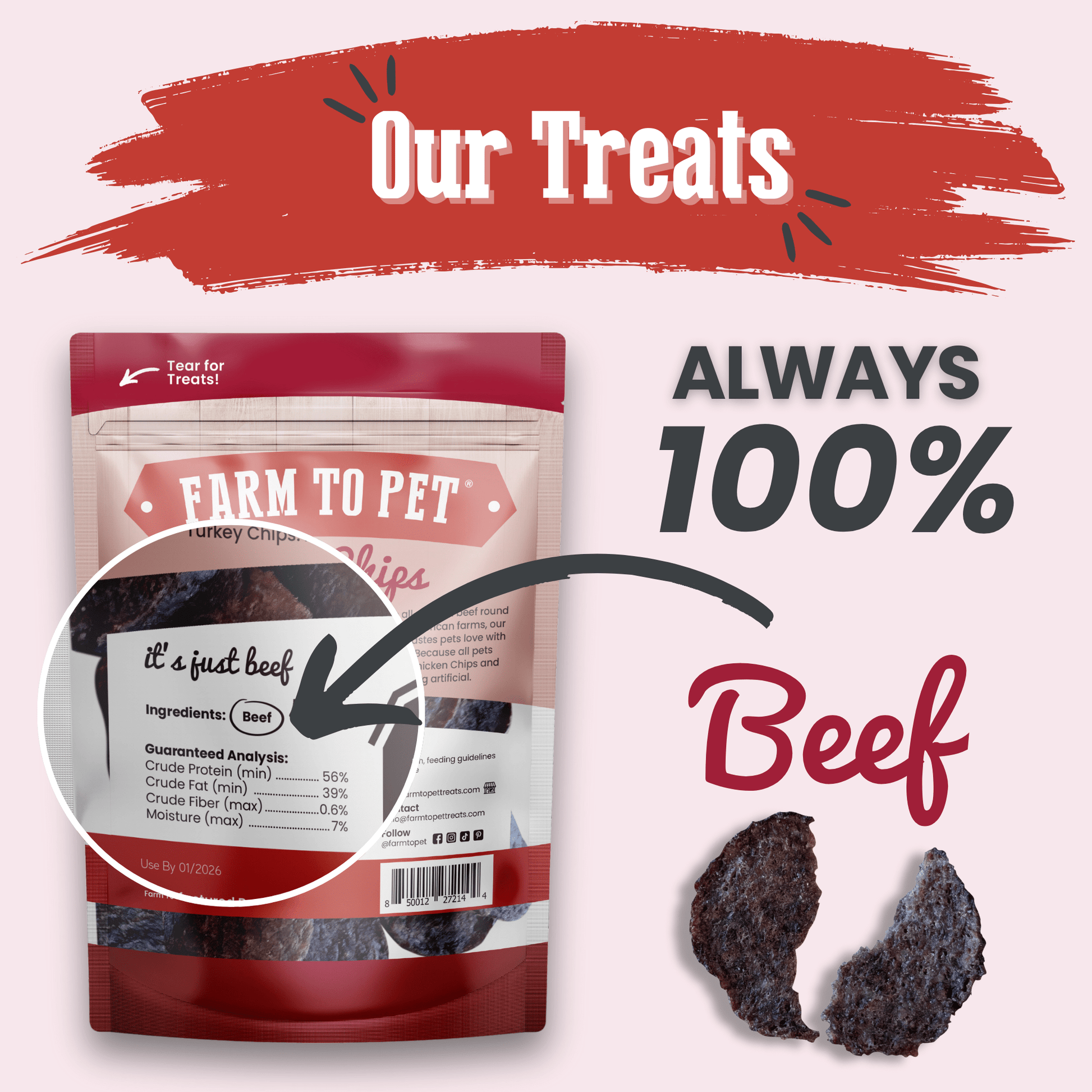 Beef Chips Dog Treats | Single - Ingredient Healthy Treats for Dogs - Boske.store
