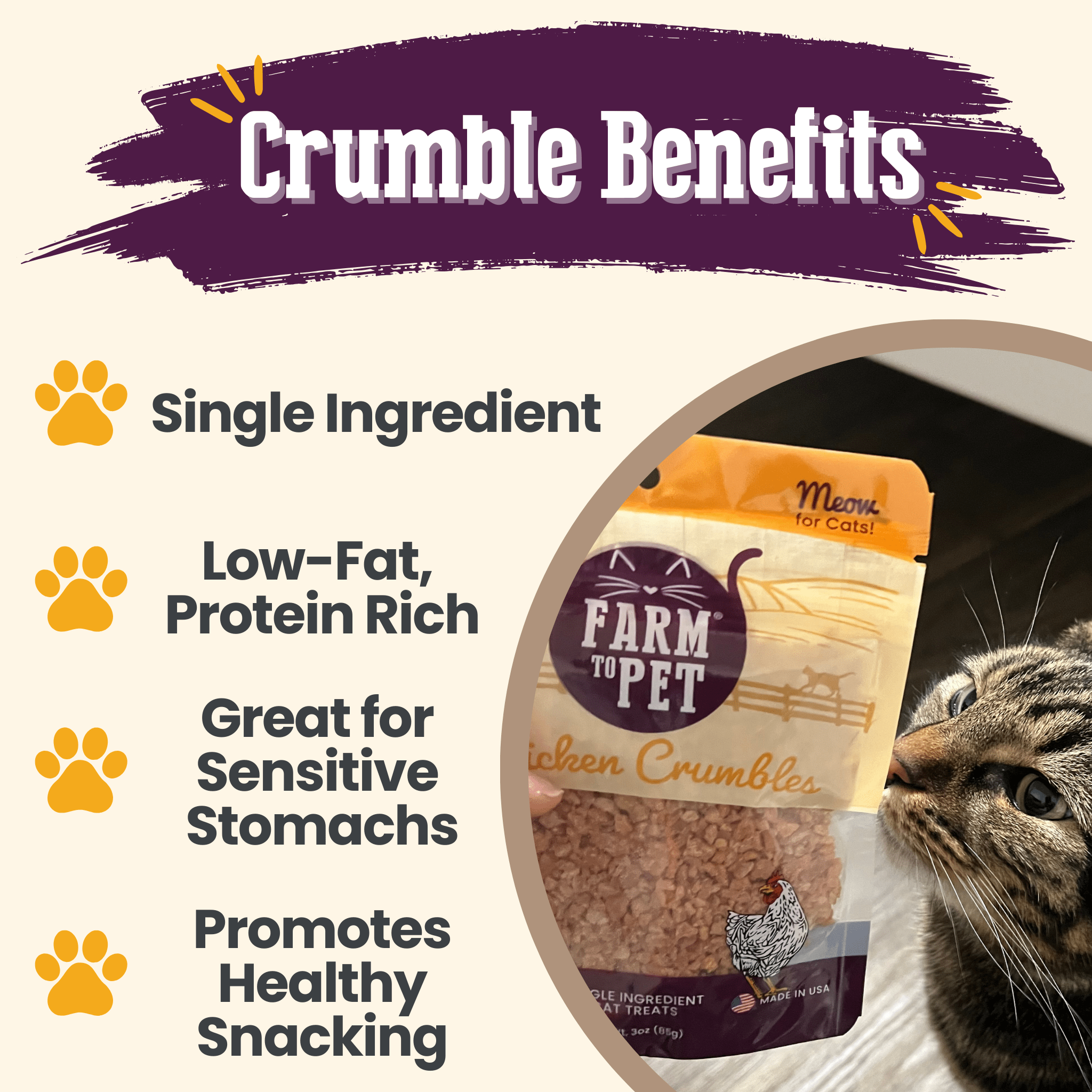 Chicken Crumbles Cat Treats | Single - Ingredient Treats for Cats - Boske.store