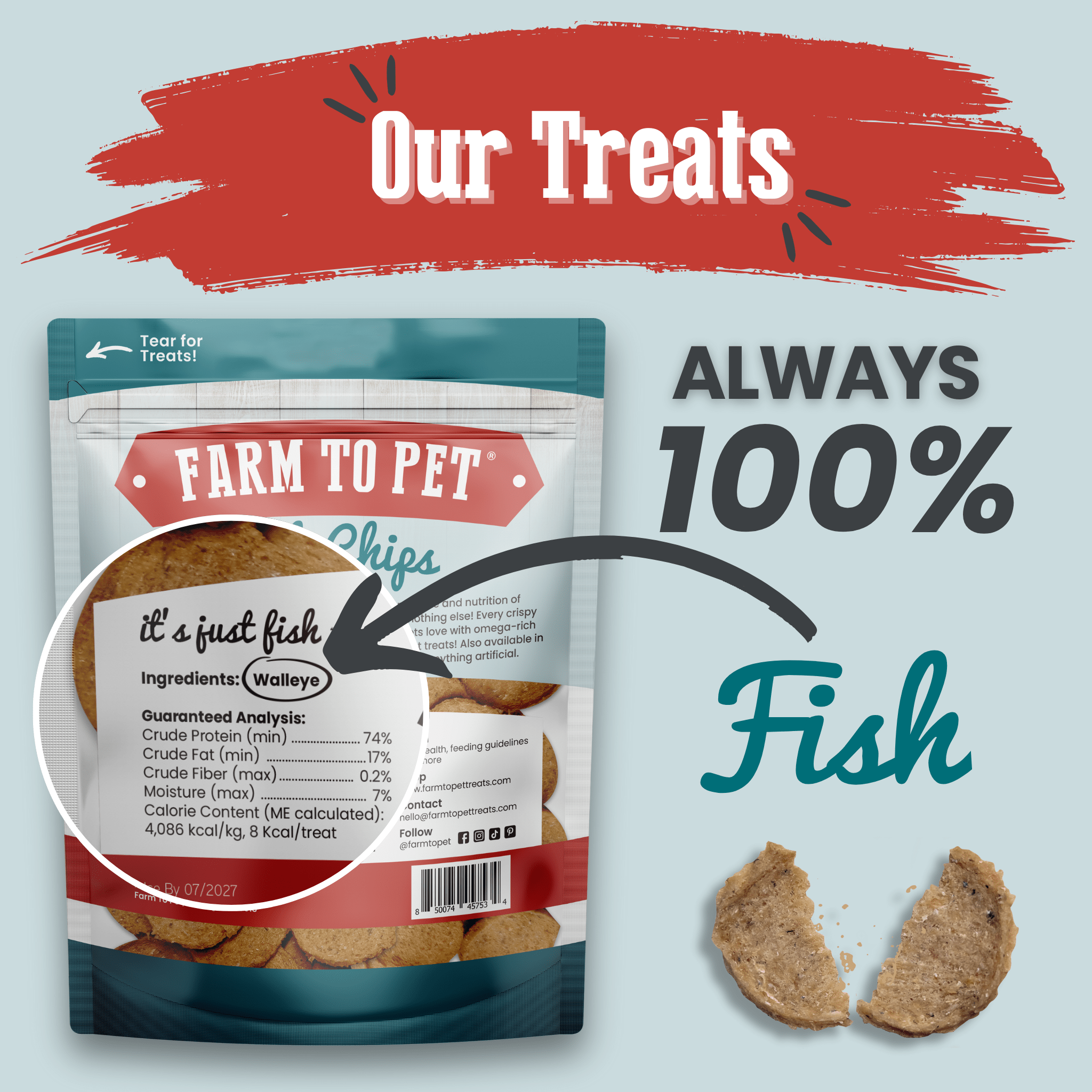 Fish Chips for Dogs | Wild - Caught Fish Dog Treats - Boske.store
