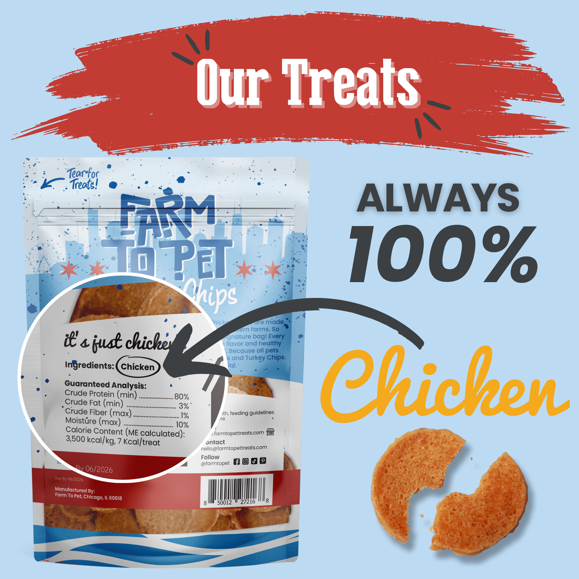 Chicago Chicken Chips for Dogs | Dog Treats To Celebrate Our Hometown - Boske.store