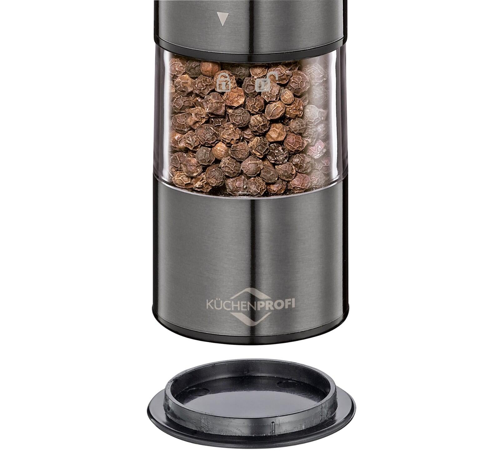 "Boston" Electric Salt and Pepper Mill, s/s, acrylic, 2" dia. x 9" - Boske.store