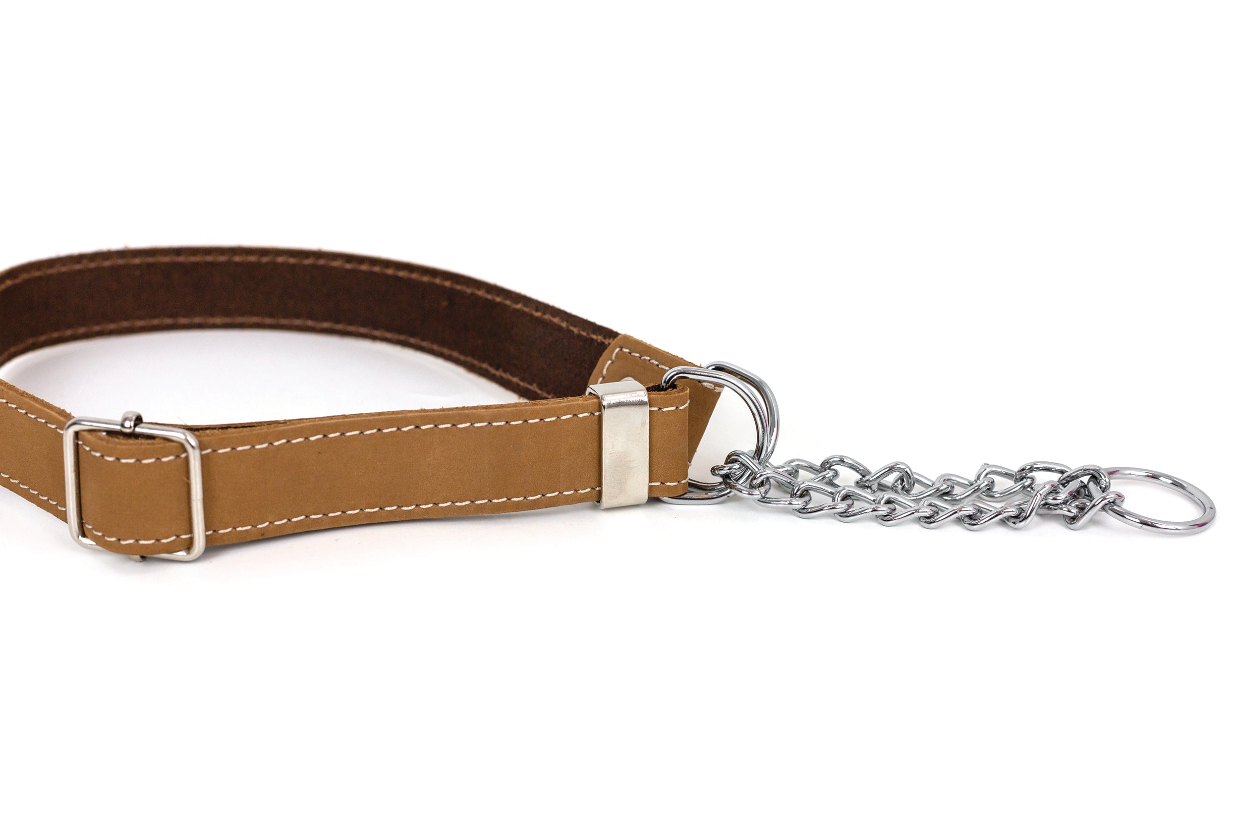 Martingale Khaki Leather Dog Collar - Boske.store