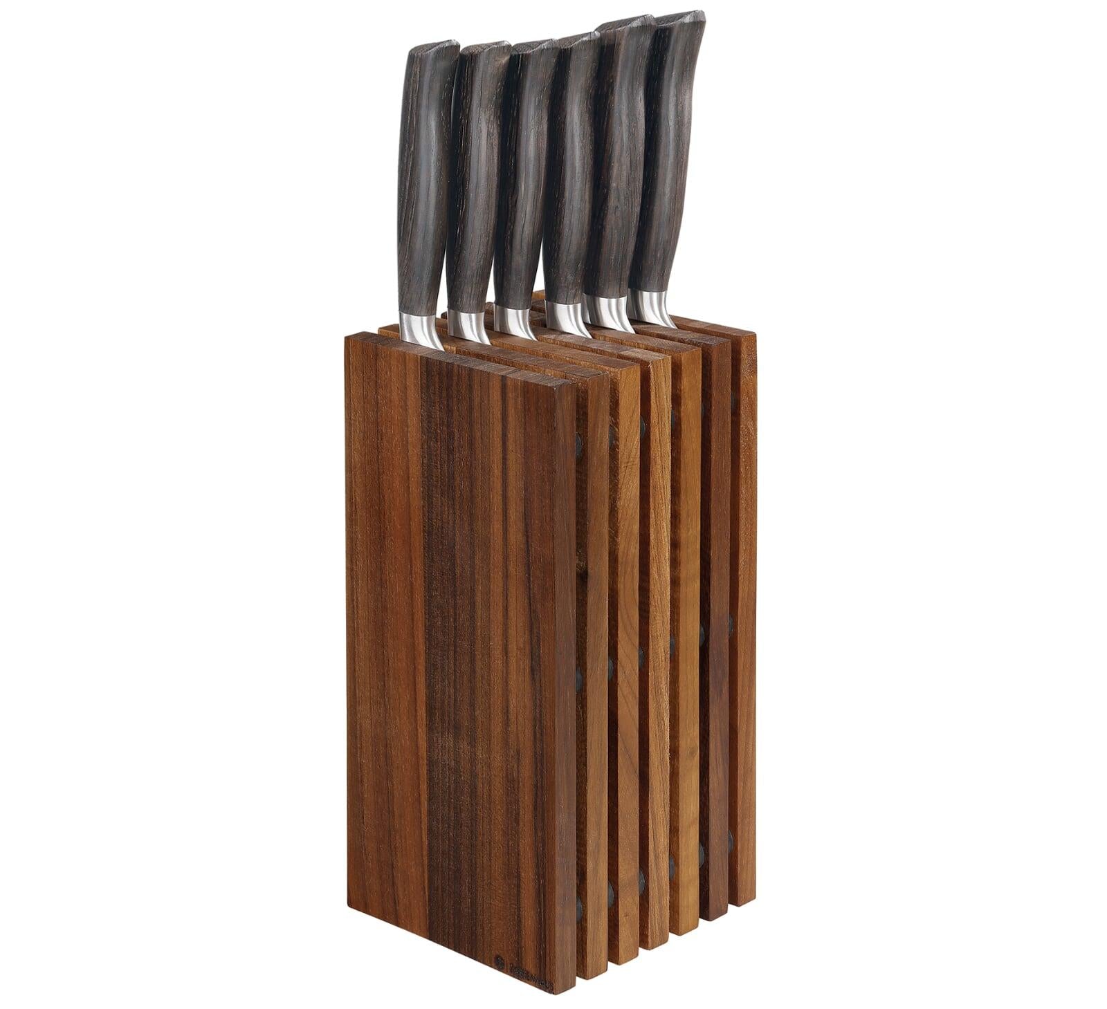 Slotted Knife Block, Walnut, 5.4" x 5.4" x 10.75" - Boske.store