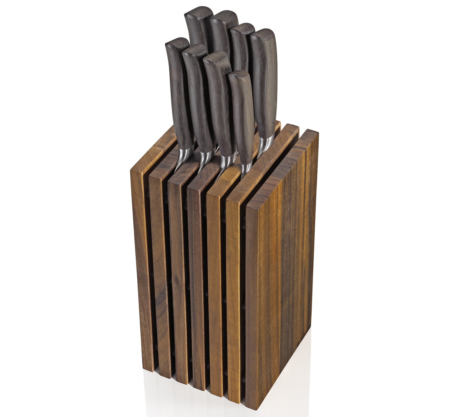 Slotted Knife Block, Walnut, 5.4" x 5.4" x 10.75" - Boske.store