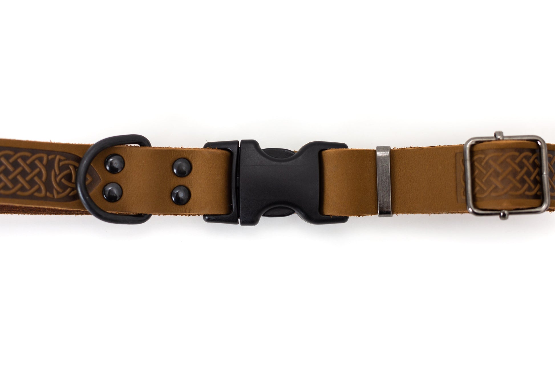 Celtic Sport Earth Brown Leather Dog Collar - Boske.store