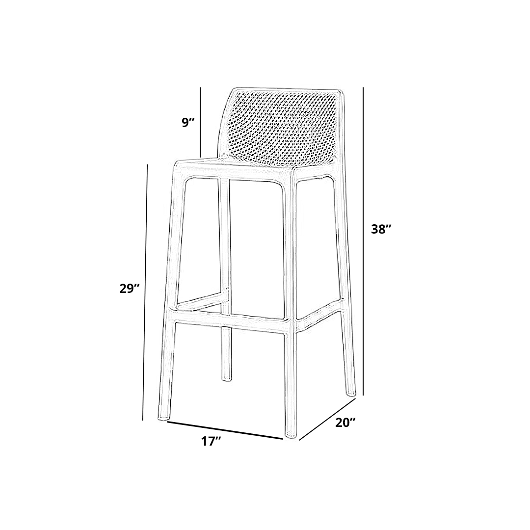 Commercial Grade 29" Outdoor Bar Stool - Set of 4: Netted - Boske.store