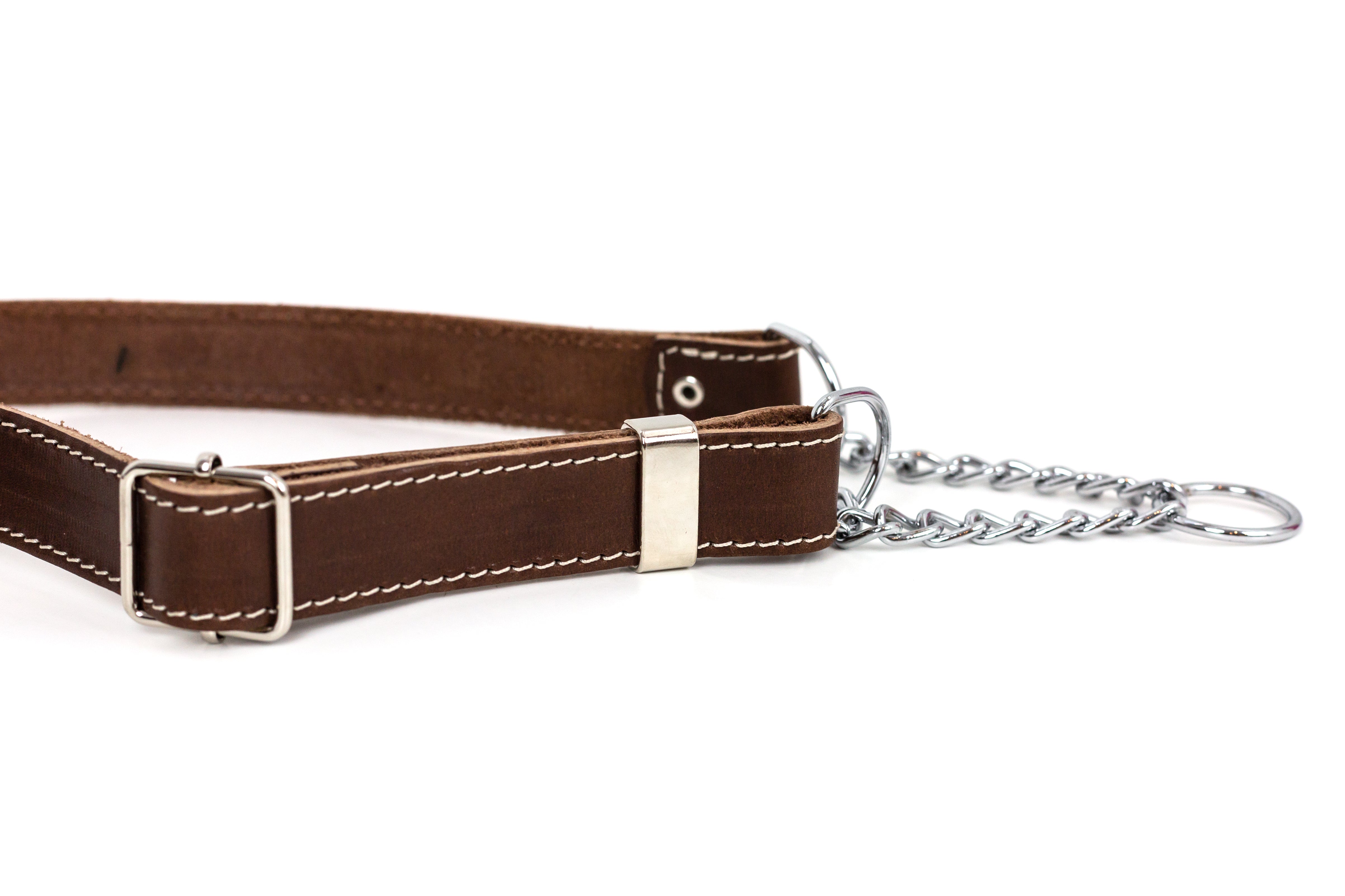 Martingale Chocolate Leather Dog Collar - Boske.store