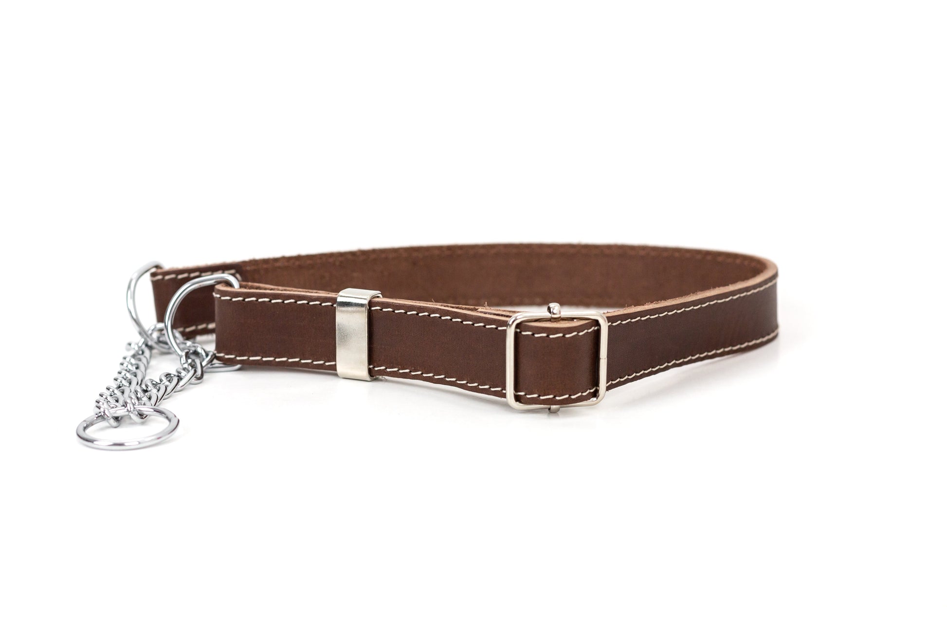Martingale Chocolate Leather Dog Collar - Boske.store